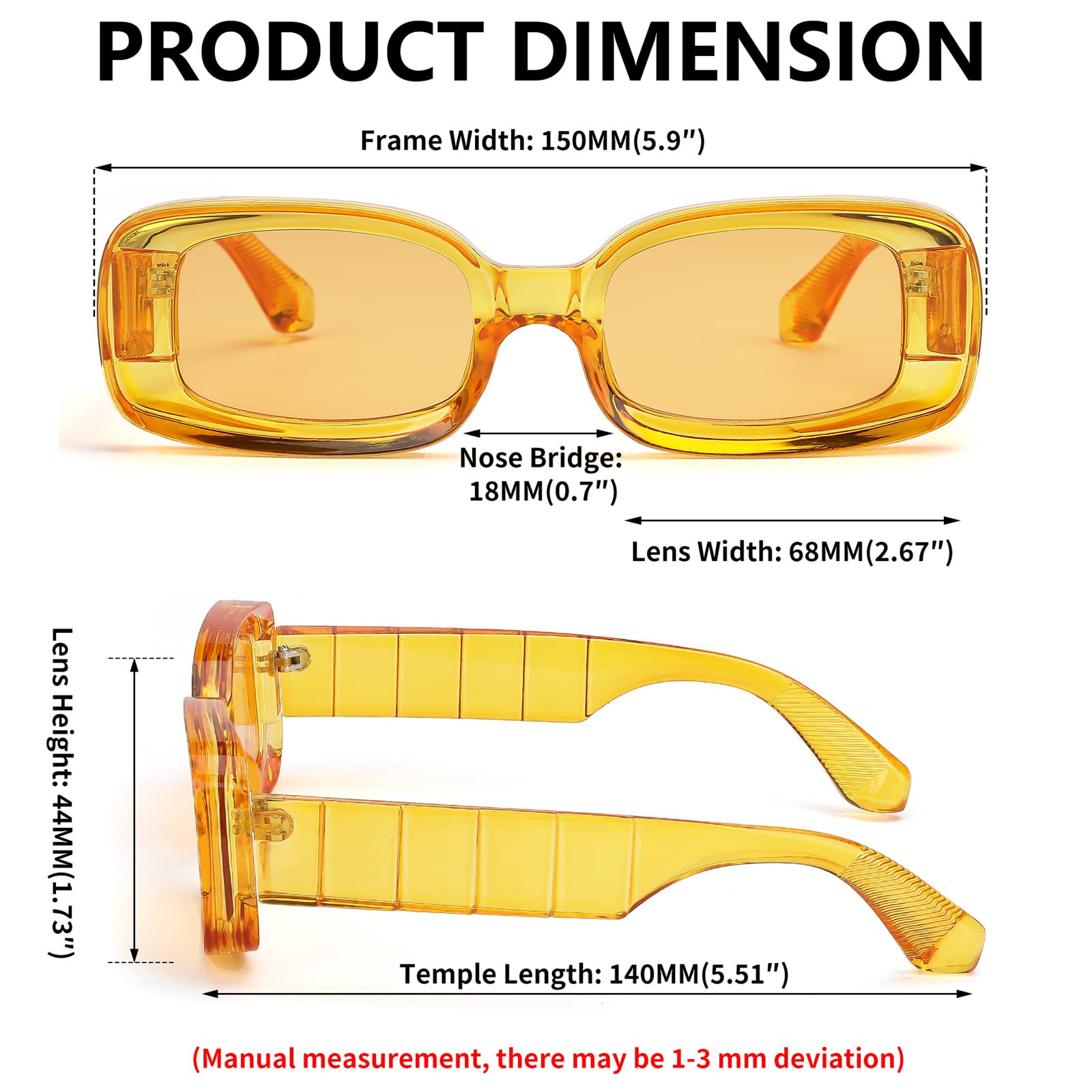 FEISEDY Retro Thick Rectangle Sunglasses Retro 90s Small Chunky Square Women Men B2307 thumbnail 4