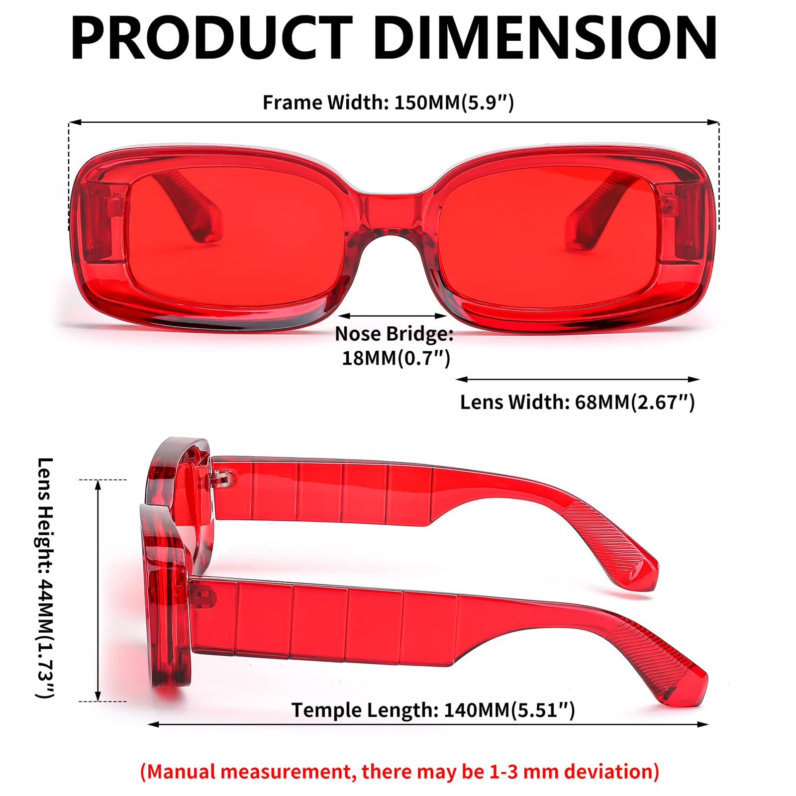 FEISEDY Retro Thick Rectangle Sunglasses Retro 90s Small Chunky Square Women Men B2307 thumbnail 3
