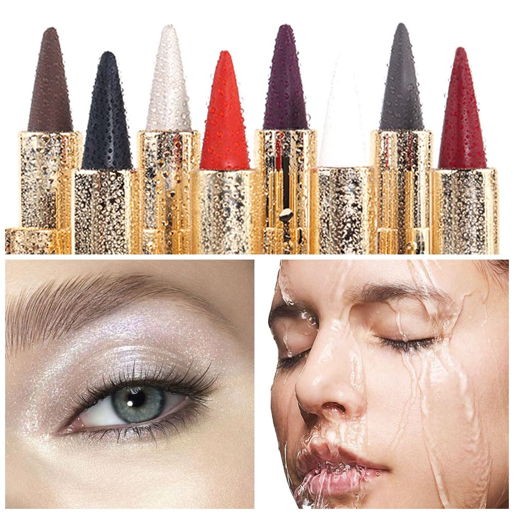 Kaely 2Pcs Gel Eyeliner Pencil, Natural Black Eyeliner Cream for Waterline, Liquid Eye Liner Waterproof Smudge Proof, Black Smoky Eyeshadow Palette Halloween Makeup, delineador de ojos contra el agua: 1 Count (Pack of 1) A-01 Silver