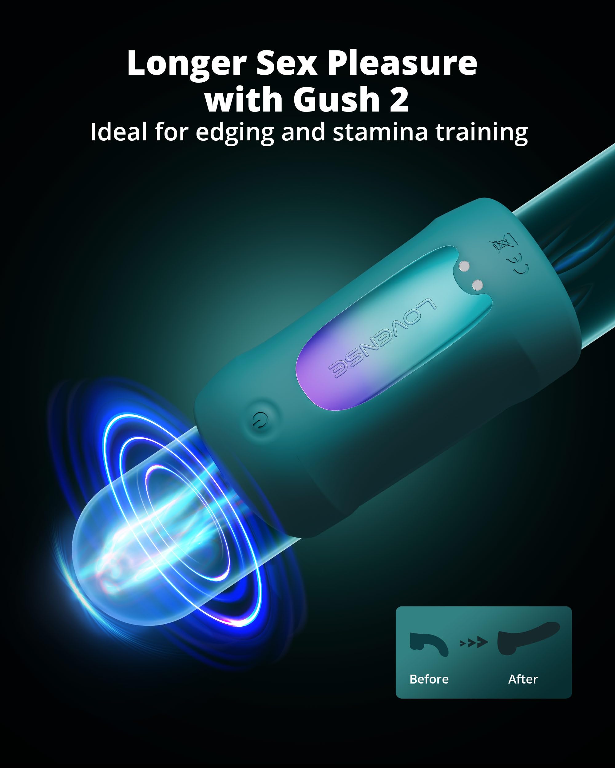 LOVENSE Gush 2 Automatic Male Masturbator Stroker, Vibrating & Oscillating Penis Massager Cock Ring with Endurance Training App Remote Control Vibrator Adult Sex Toys & Games, with Adjustable Buckles thumbnail 6