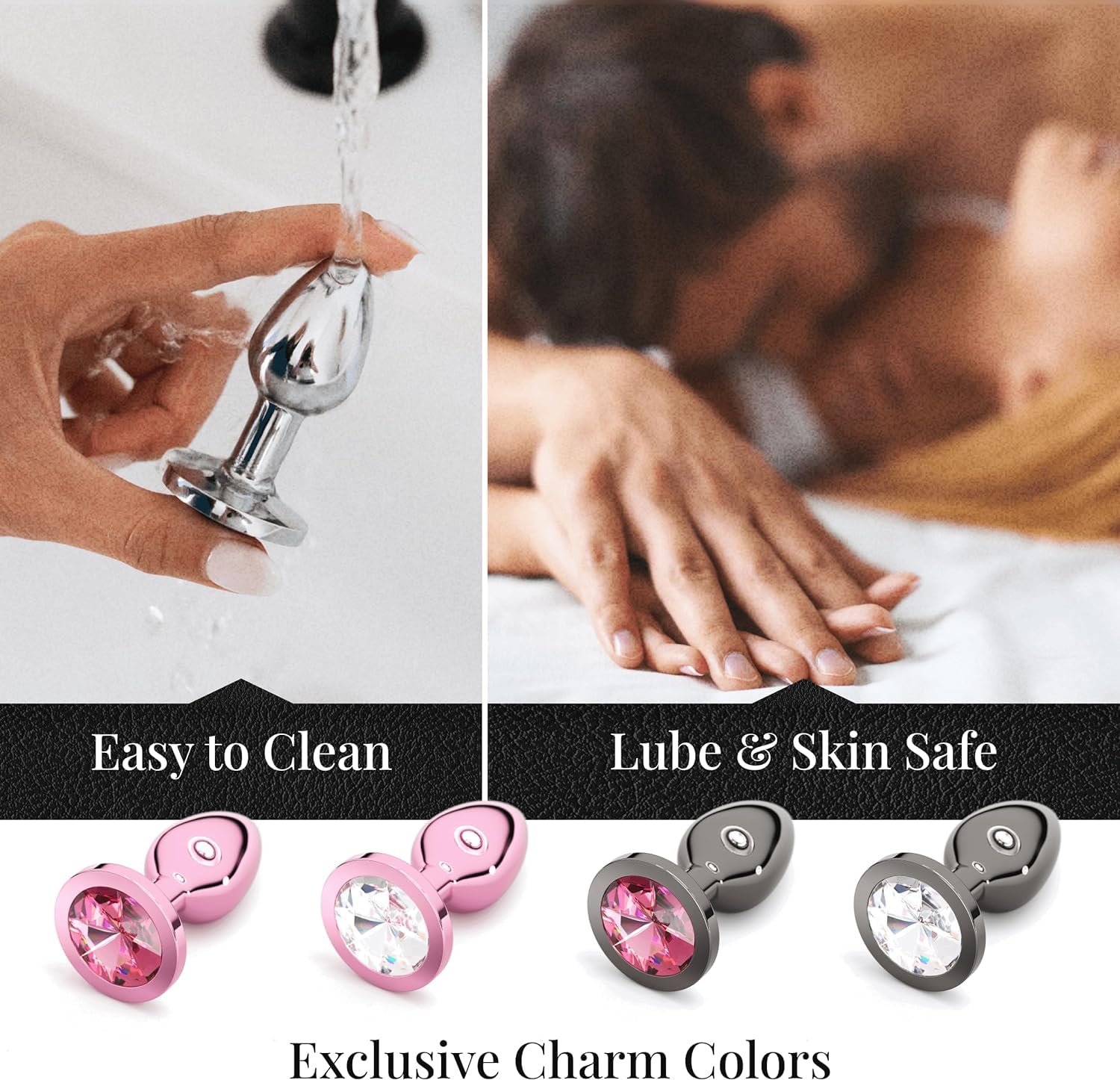 Session Jewel Butt Plug Beginner 4 Piece Set - Extra Small, Small, Medium, Large - Wide Base Prevents Slippage - Metal Anal Sex Adult Toy for Men & Women - Heart Shaped Charm (Silver & Red): Silver &amp; Red Circle Shaped Charm