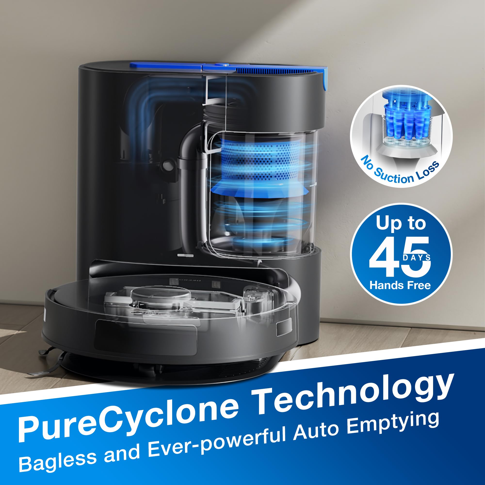 ECOVACS DEEBOT N20 PRO Plus Robot Vacuum and Mop,with Bagless Self Emptying Station, 8000Pa Suction,OZMO Pro 2.0 Vibrating Mopping System, Anti-Tangle Technology,45-Day Capacity,300 Minutes Runtime thumbnail 2