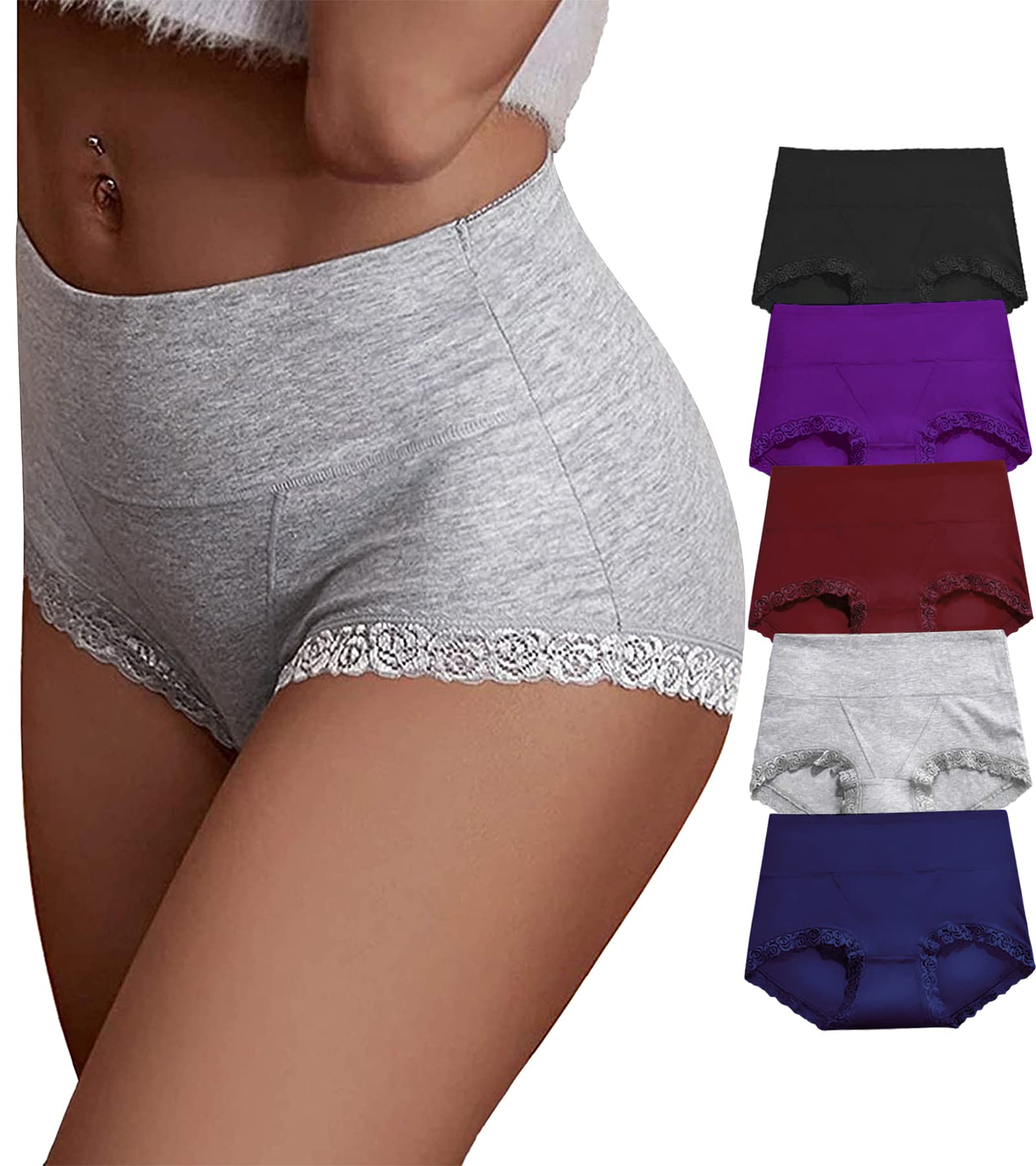OPIBOO Women's Cotton Underwear,Ladies Soft Stretch Tummy Control Comfy No Muffin Panties Boyshorts: Multicoloured a XX-Large