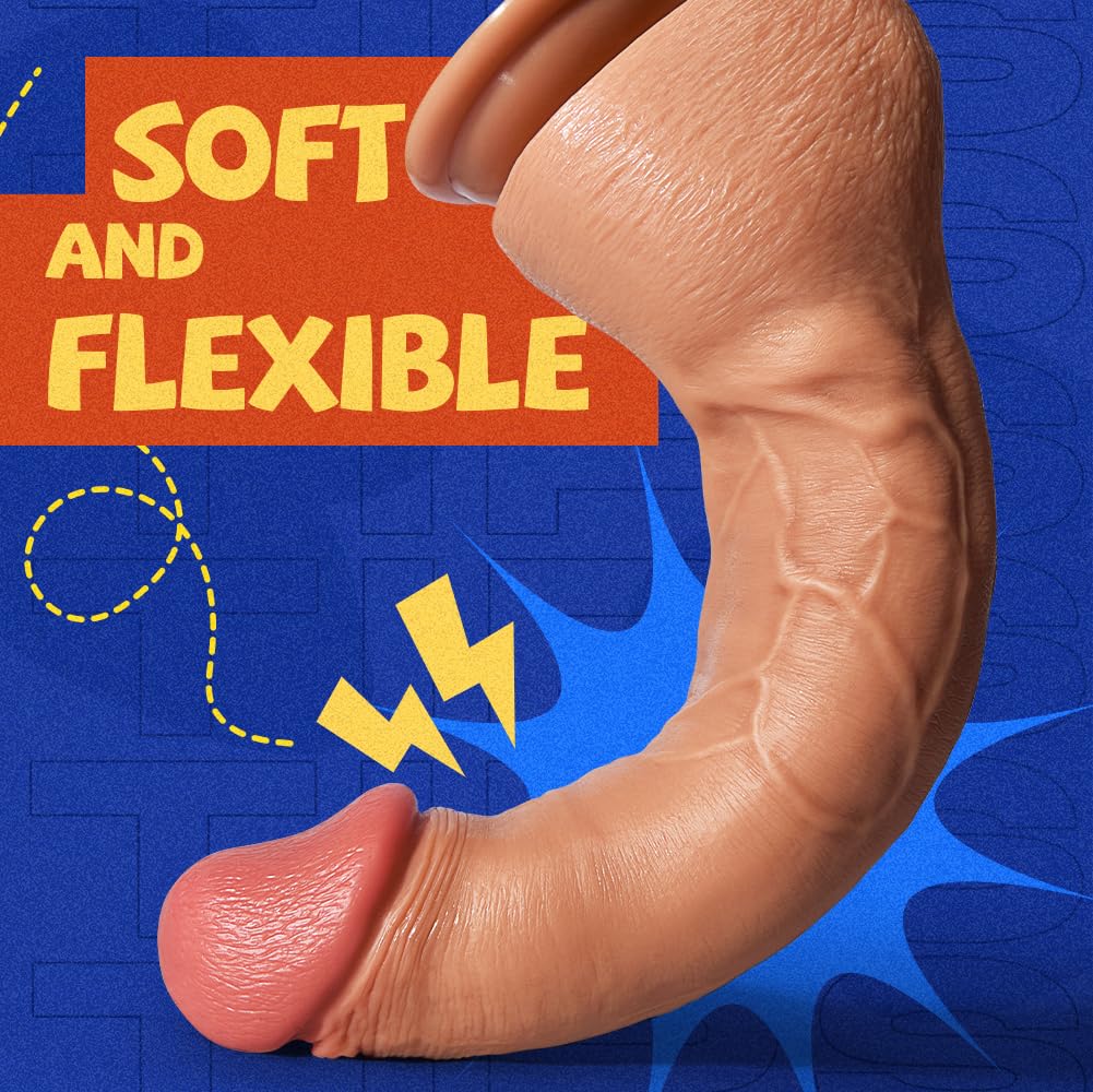 Lubisey 2.36'' Diameter Realistic Thick Dildo for G-spot Orgasm, 7.87'' Curved Shaft Big Huge Dildos with Strong Suction Cup, Silicone Dildos Realistic Penis Anal Dildo Toy Consolador para Hombre: 11.8 inch / Flesh