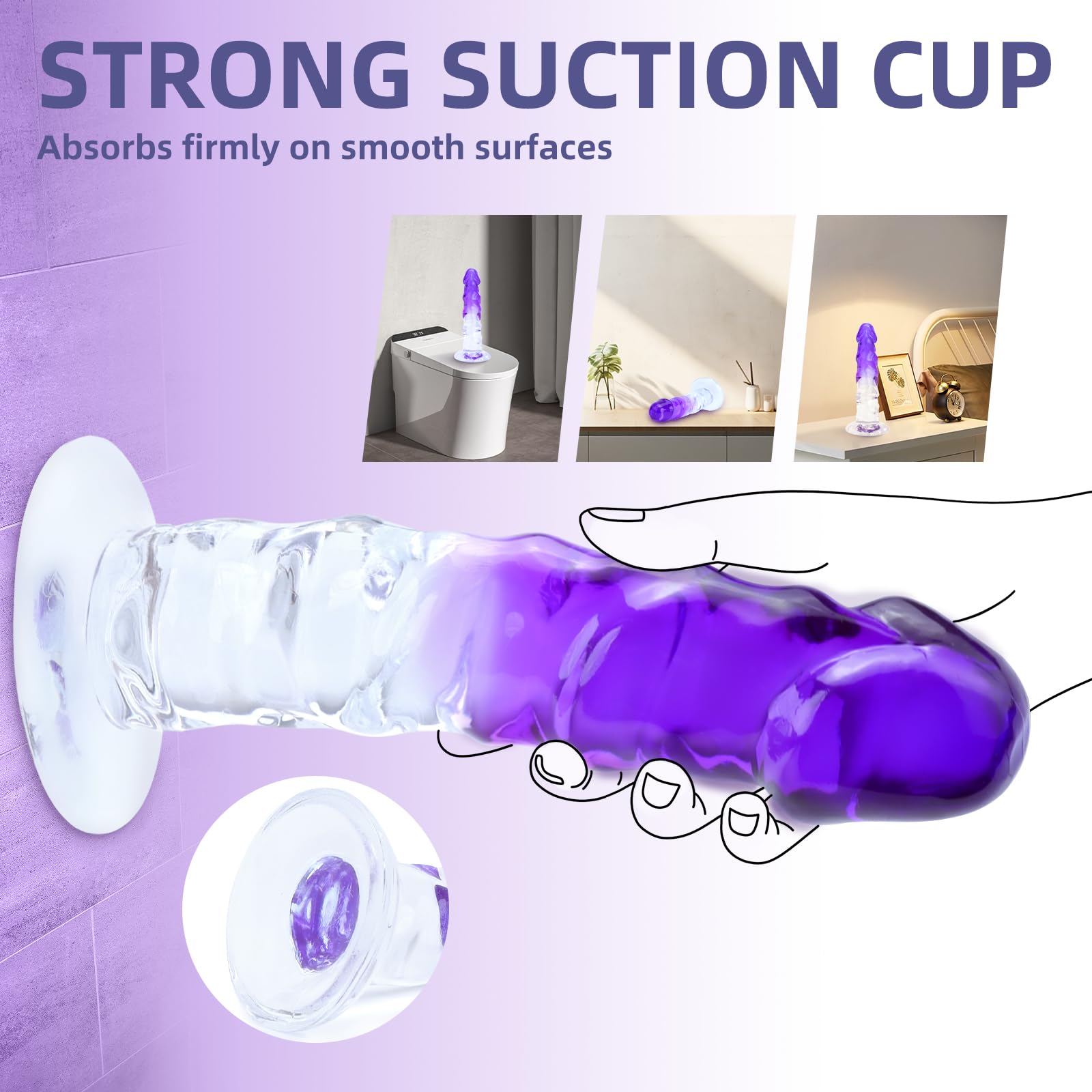 Sex Toy Realistic  Dildo for Women - TUFEEL G Spot Adult Toys, Gradient Clear Penis with Strong Suction Cup, Soft Lifelike Dick for Beginner & Couples Anal Vaginal Sexy Play, Strap-on Pleasure: Dark Purple