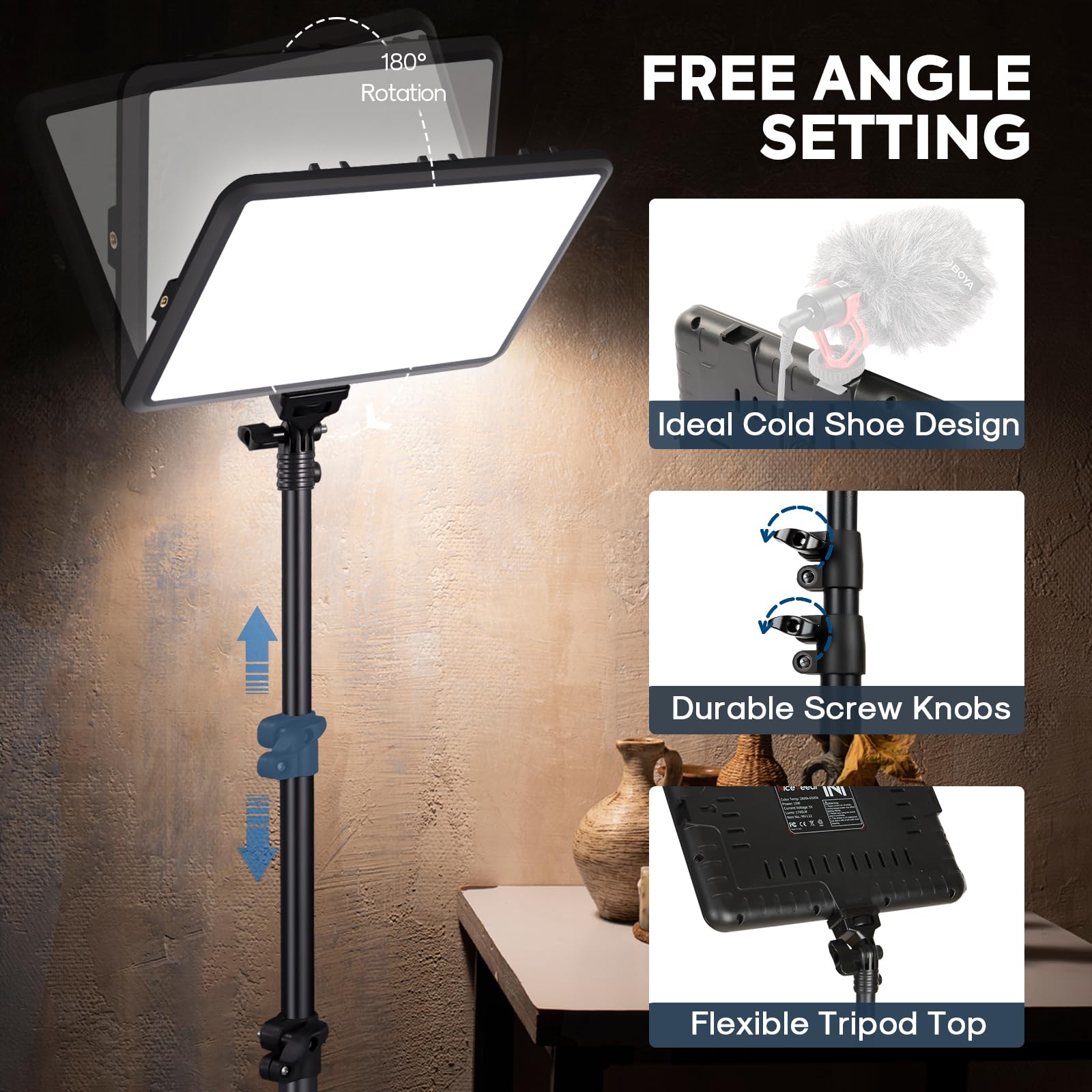 2-Pack Photography Lighting Kit, NiceVeedi 22W LED Video Light Kit, 2900-7000K Dimmable Studio Light with Tripod Stand, 73" Stream Light for Video Recording: 2-Pack Photography Lighting Kit, NiceVeedi 22W LED Video Light Kit, 2900-7000K Dimmable Studio Light with Tripod Stand, 73" Stream Light for Video Recording
