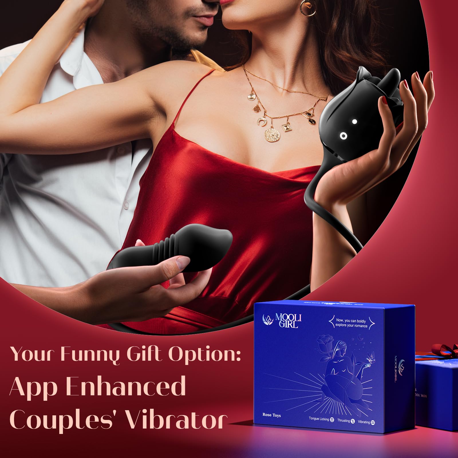 Sex Toys Rose Vibrator Dildo - MOOLIGIRL 4IN1 Adult Toys for Women with 9 Tongue Licking & Thrusting Dildos G Spot Vibrators, Anal Rose Sex Toy Nipple Clitoral Stimulator Licker for Female Couples: Black