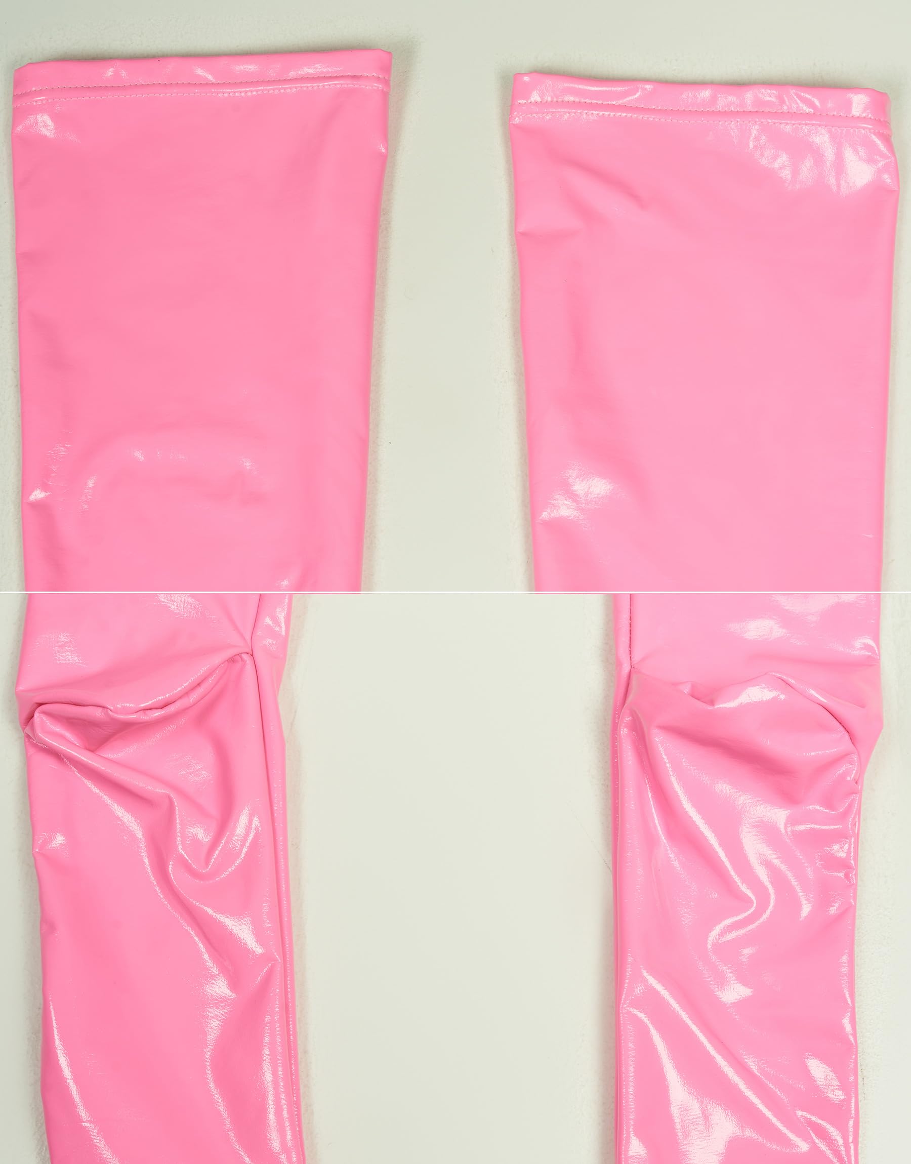 Mobbunny Thigh Stockings PU Leather Socks Thigh High Stockings Shiny Over Knee Long Boot Sock Accessory Pink White