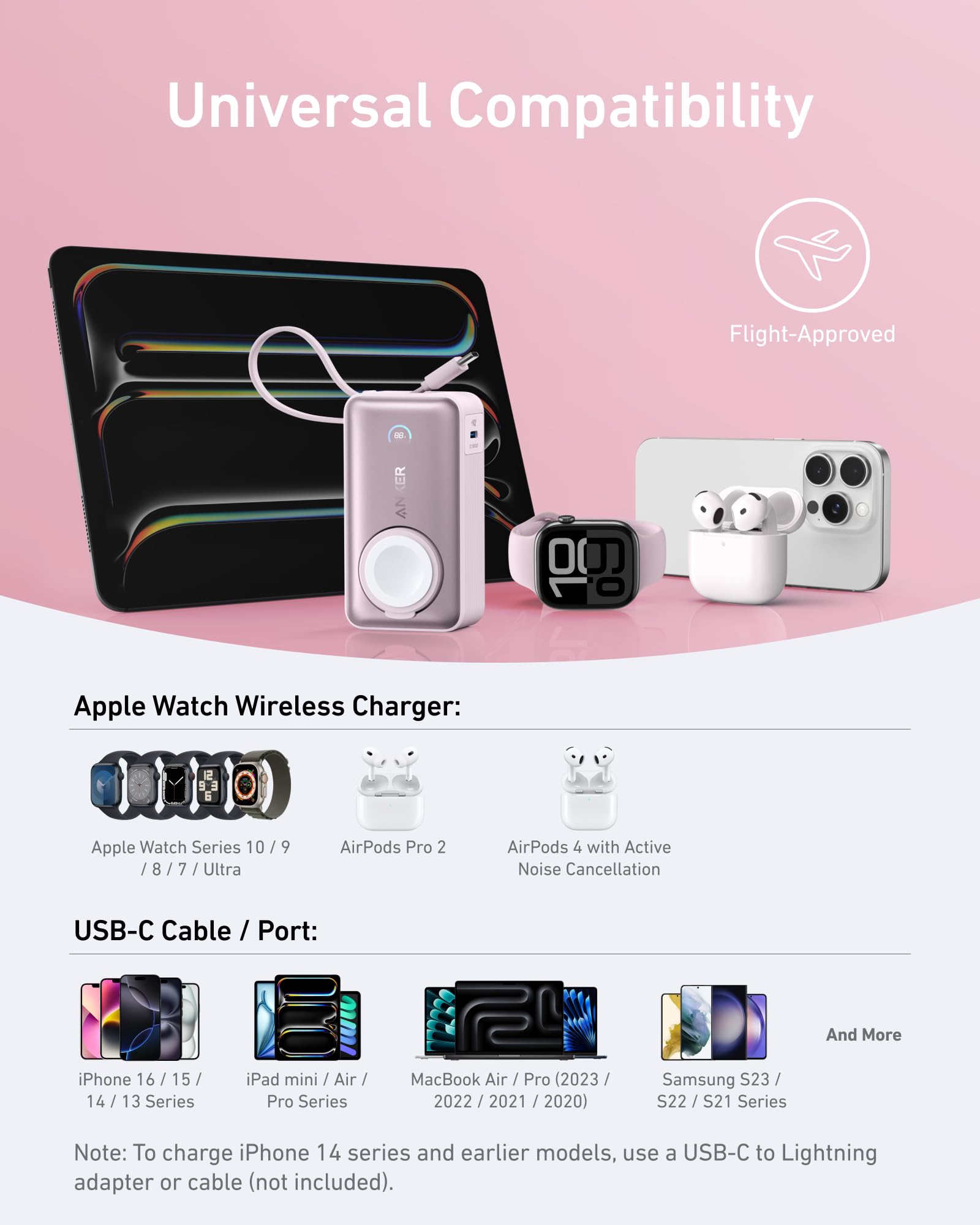 Anker MagGo Power Bank for Apple Watch, Officially Certified, 10,000 mAh Compact Battery Pack with Built-in USB-C Cable, 35 W Max, for iPhone 15 Series, Samsung, iPad, AirPods and More thumbnail 6