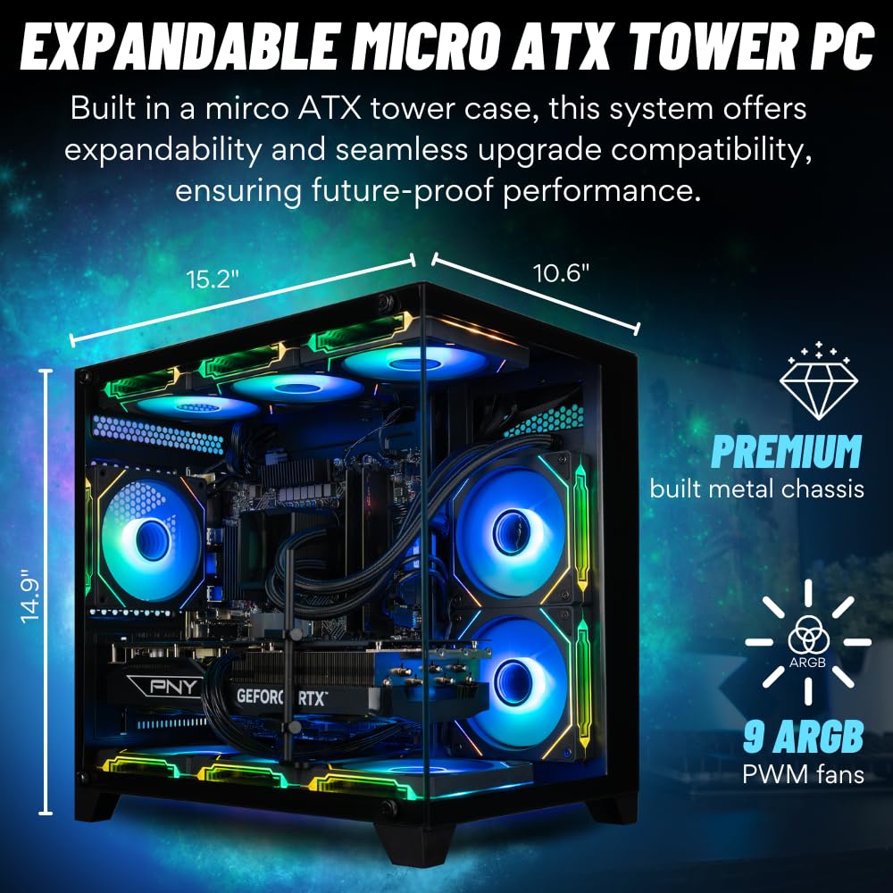 Panorama Gaming PC Desktop (NVD GeForce RTX 5080, Intel 24-Core i9-14900KF Processor, 96GB DDR5 RAM, 2x2TB Gen4 NVMe SSD, WiFi 6E, HDMI, Windows 11 Pro) Best 2025 Prebuilt Tower RGB Gamer Computer