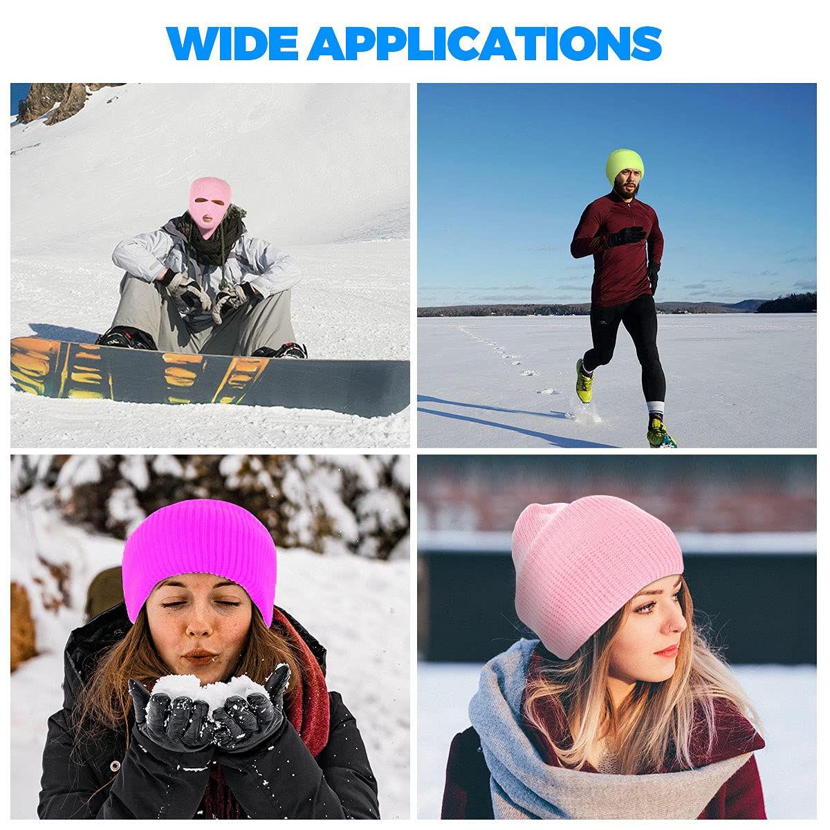 2 Pieces 3-Hole Full Face Mask Cover Ski Mask Winter Balaclava Cap Knitted Face Cover for Winter Outdoor Sports: One Size Pink+hotpink