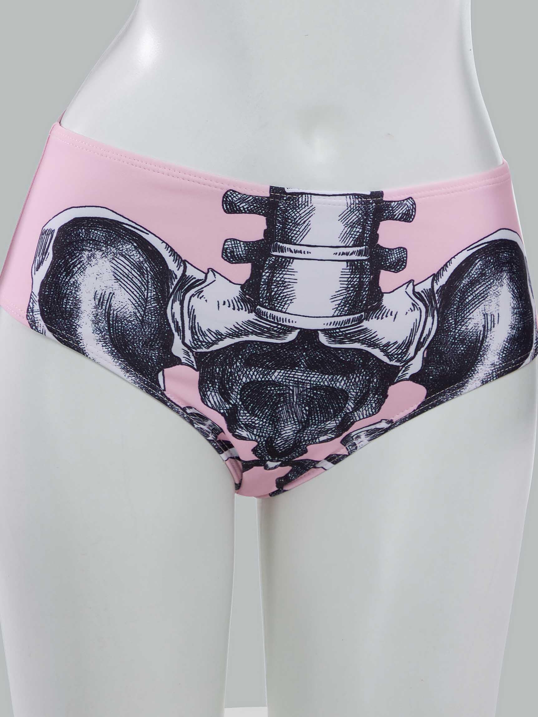 haikyuu Women Pink Skeleton Rash Guard Shirt with Bottom Goth Two Piece Swimsuit Skull Bikini Set
