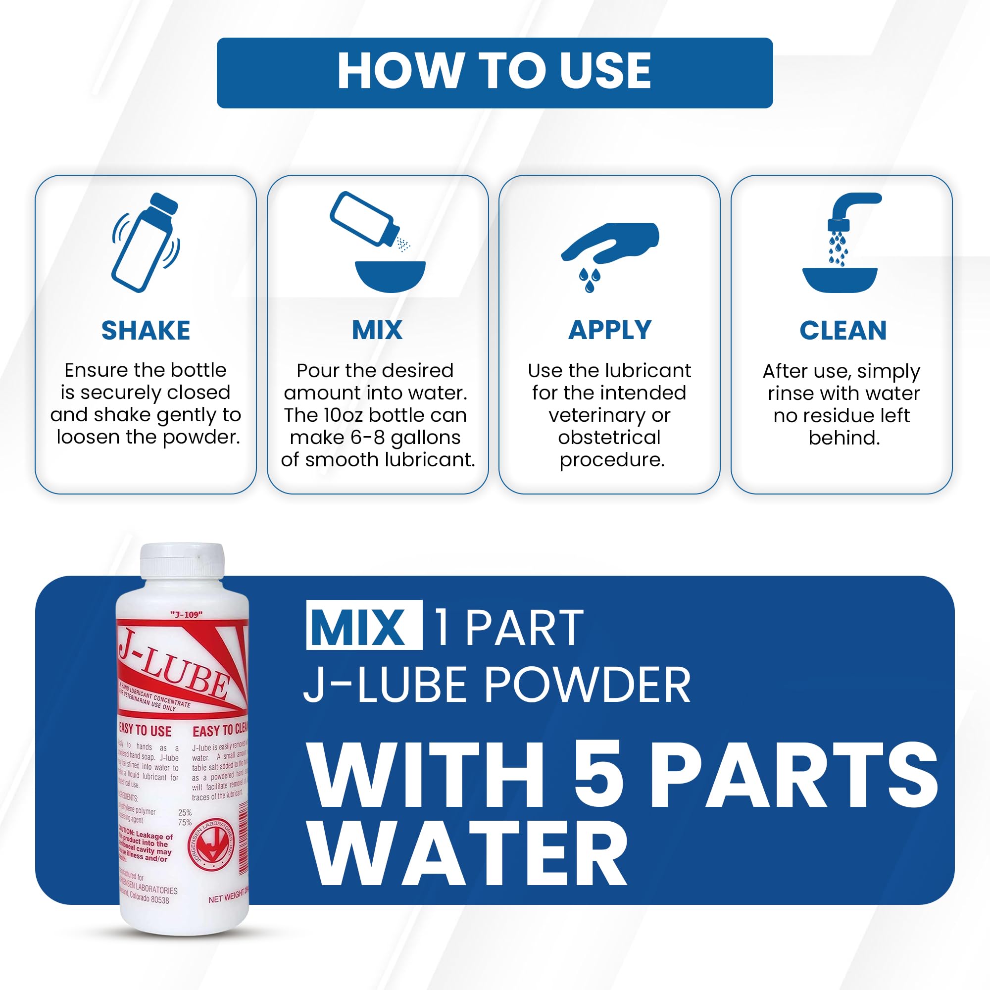 JorVet J-Lube Powder Lubricant | Easy-Mix Formula, Non-Irritating & Mess-Free | 10oz Bottle Makes 6-8 Gallons | Trusted for Veterinary & Obstetrical Use | Safe, Smooth & Easy to Clean | Red White: JorVet J-Lube Powder Lubricant | Easy-Mix Formula, Non-Irritating & Mess-Free | 10oz Bottle Makes 6-8 Gallons | Trusted for Veterinary & Obstetrical Use | Safe, Smooth & Easy to Clean | Red White