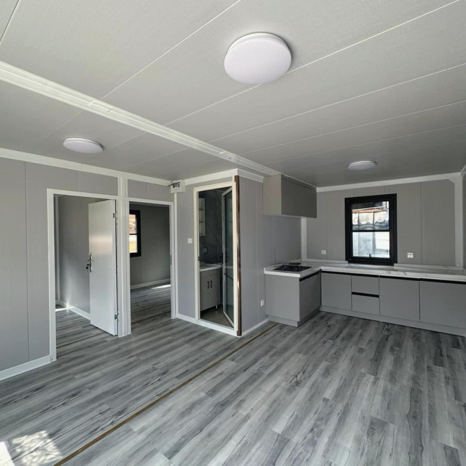 Prefab Tiny Home for Sale, 20ft Expandable Container House Contains 2 Bedrooms, Kitchen and Bathroom Tiny House to Live in for Adults Mobile Foldable Home