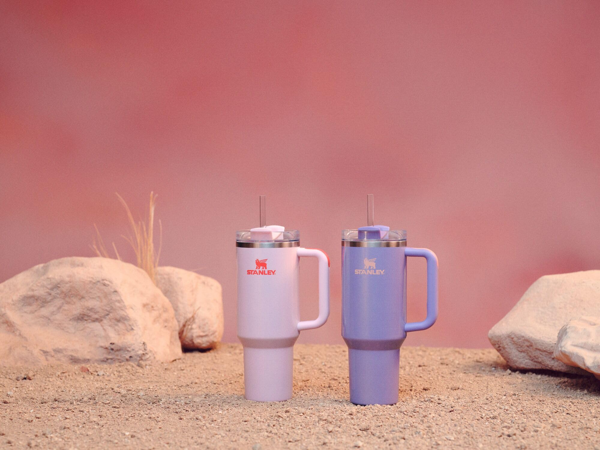Stanley Quencher H2.0 Tumbler with Handle and Straw 30 oz | Flowstate 3-Position Lid | Cup Holder Compatible for Travel | Insulated Stainless Steel Cup | BPA-Free | Rose Quartz 2.0: 40 Ounces Periwinkle Shimmer