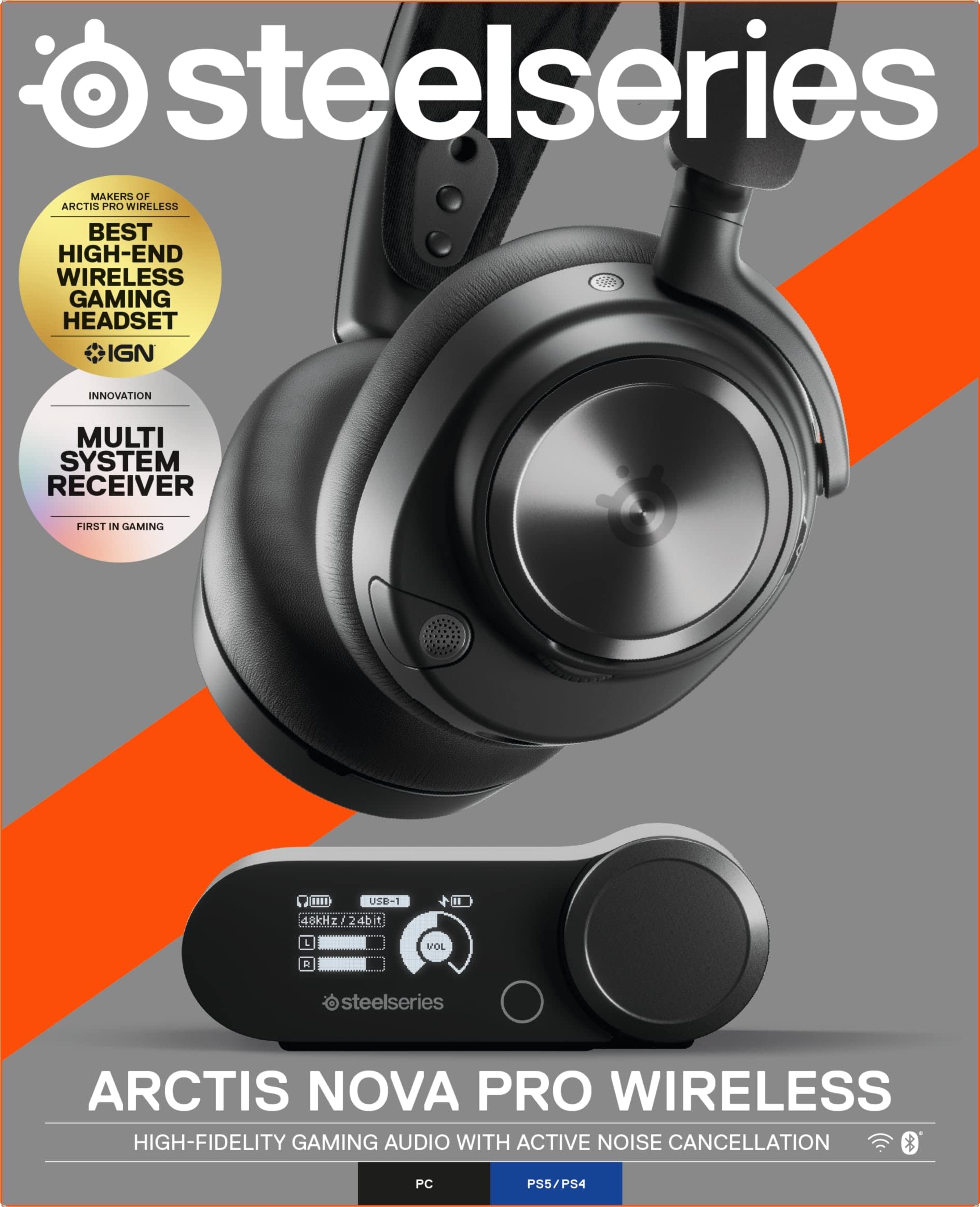 SteelSeries Arctis Nova Pro Wireless Xbox Multi-System Gaming Headset - Neodymium Magnetic Drivers - Active Noise Cancellation - Infinity Power System - Xbox, PC, PS5, PS4, Switch, Mobile - White
