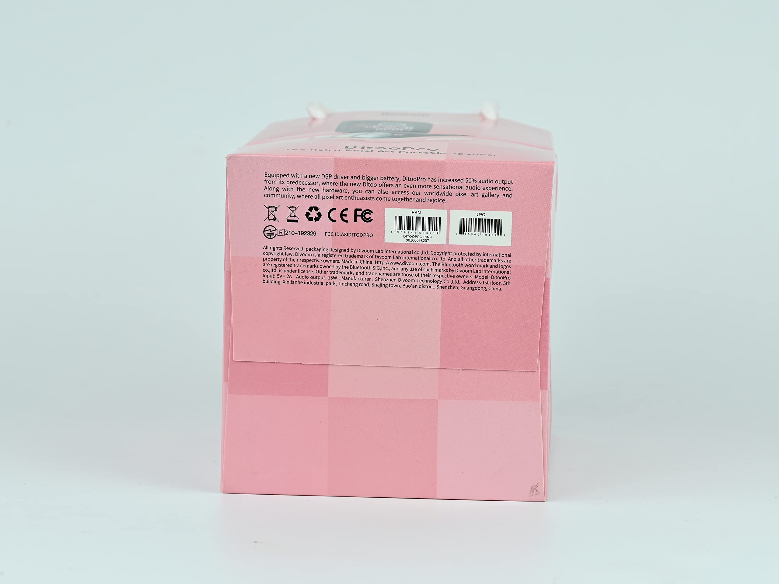 Divoom Ditoo Retro Pixel Art Game Bluetooth Speaker with 16X16 LED App Controlled Front Screen (): Pink