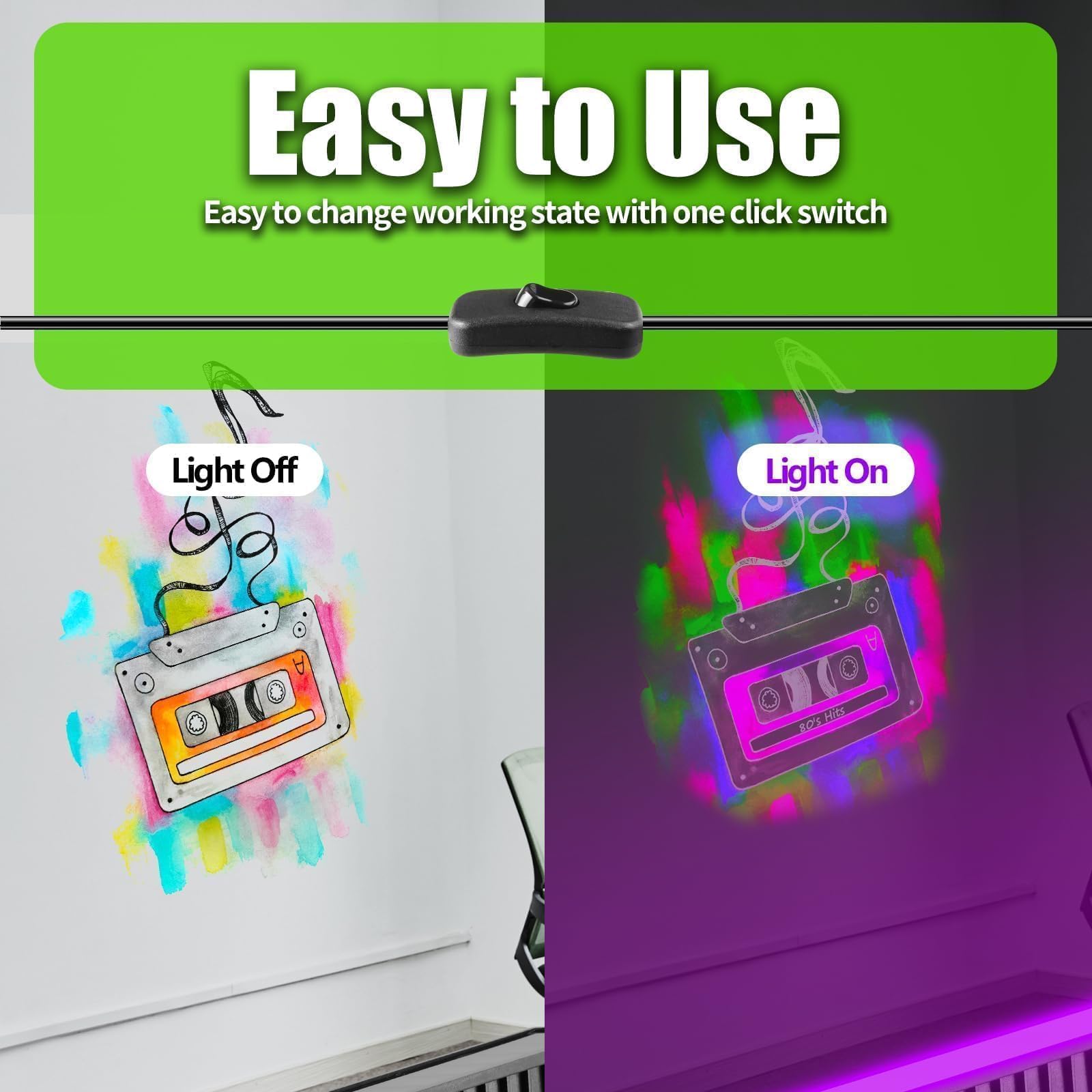 THECHAM 42W LED Black Light Bar, IP66 Waterproof Blacklight Bar with 6ft Cord+Plug+Switch, Black Lights for Glow Party, Fluorescent Poster, Body Paint, Birthday, Halloween, Bedroom, Classroom: THECHAM 42W LED Black Light Bar, IP66 Waterproof Blacklight Bar with 6ft Cord+Plug+Switch, Black Lights for Glow Party, Fluorescent Poster, Body Paint, Birthday, Halloween, Bedroom, Classroom