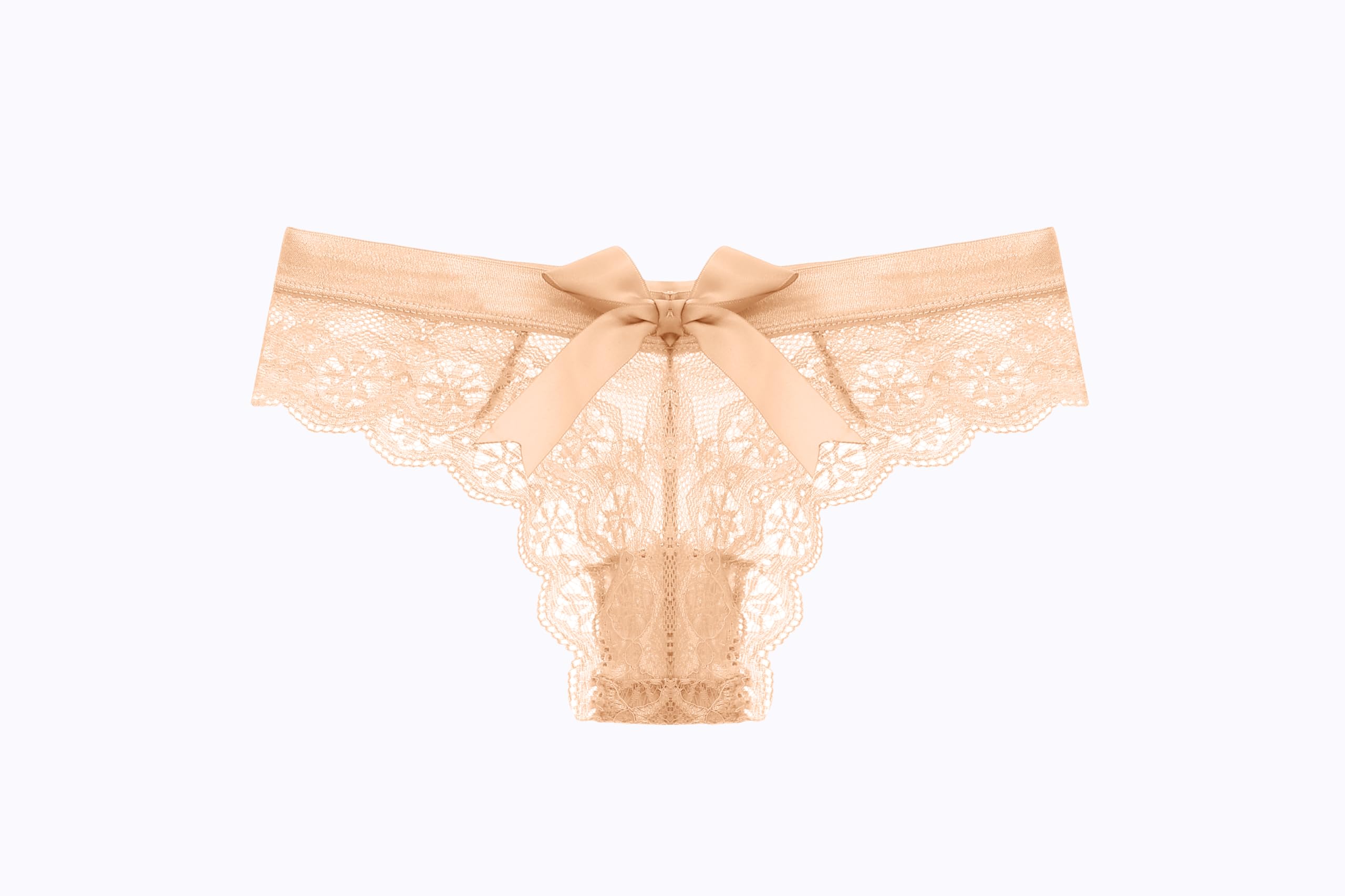 KUAOPATA Women's Lace Bow Thongs T Back Low Waist Breathable Panties Sexy Seamless V-Shape Design Floral Lace tangas: X-Large Pink,nude,red