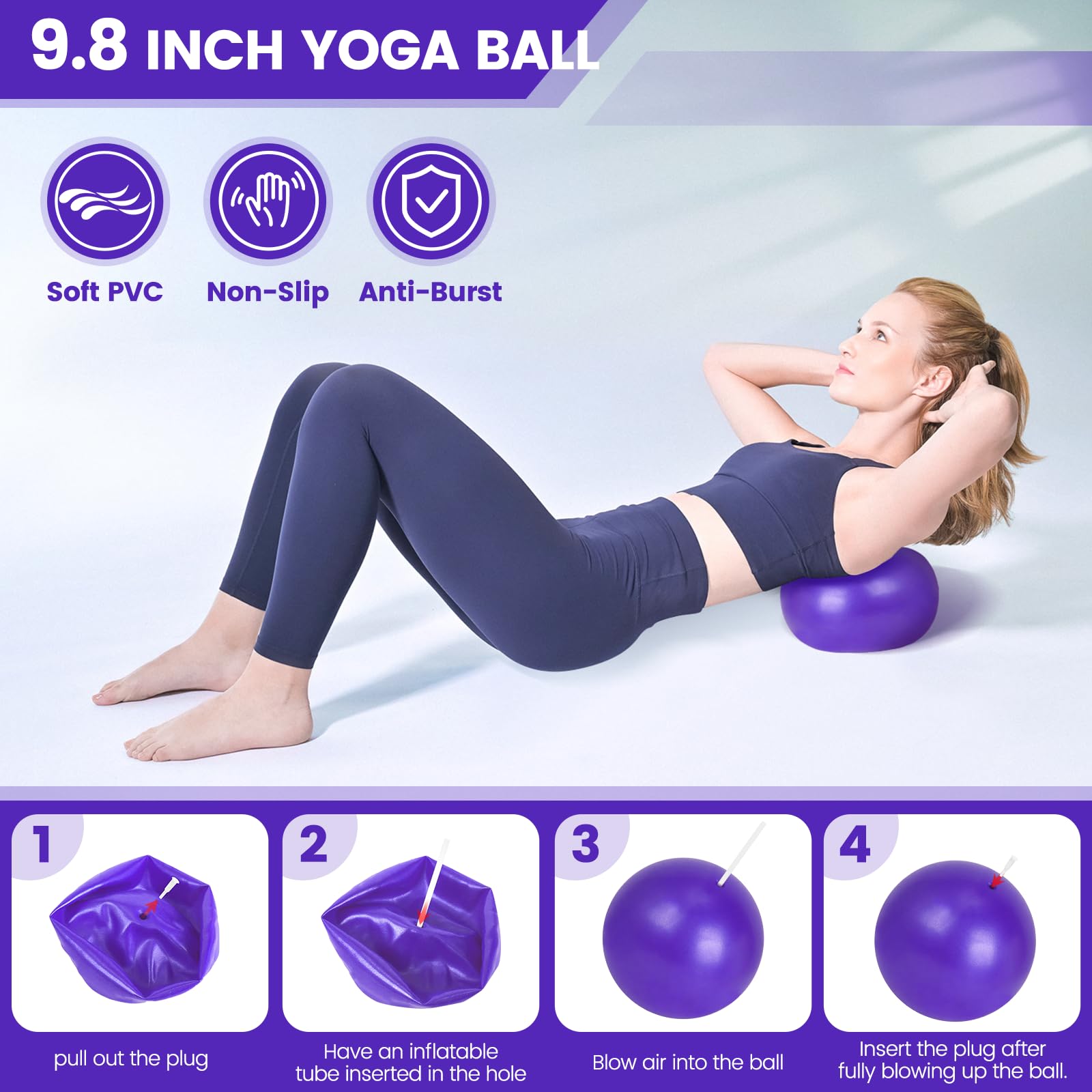 HGKZJSL Home Pilates Essentials Kit for Women,Pilates Equipment Set with 9 Inch Yoga Ball,Figure 8 Resistance Band,Pilates Bands & Accessories,Pilates Ring and Ball Set for Beginners Home Workouts