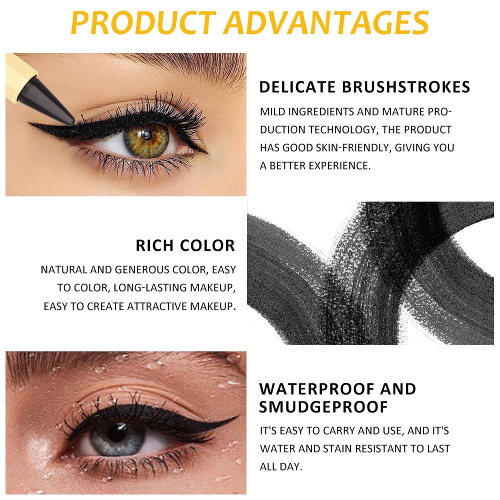 Kaely 2Pcs Gel Eyeliner Pencil, Natural Black Eyeliner Cream for Waterline, Liquid Eye Liner Waterproof Smudge Proof, Black Smoky Eyeshadow Palette Halloween Makeup, delineador de ojos contra el agua: 1 Count (Pack of 1) A-04 Black