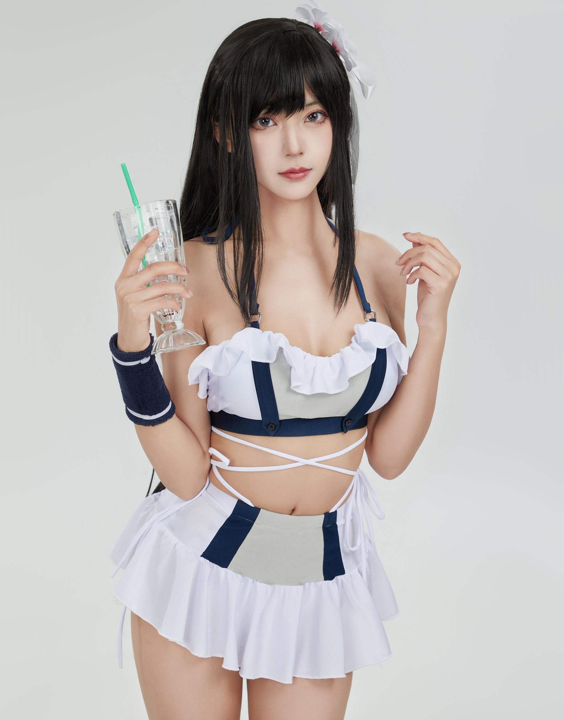 haikyuu Women Fantasy Cosplay Swimsuit Anime Two Piece Bathing Suit with Head Accessory Halter Top and Skirt: haikyuu Women Fantasy Cosplay Swimsuit Anime Two Piece Bathing Suit with Head Accessory Halter Top and Skirt
