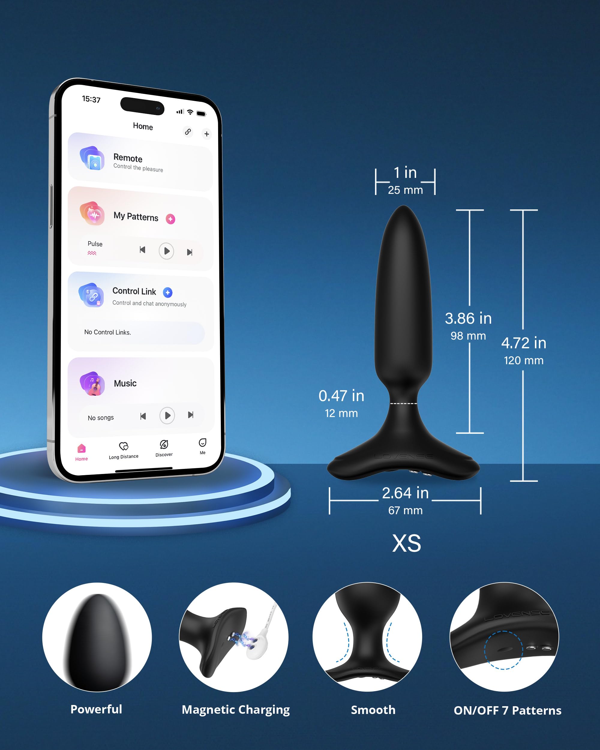 LOVENSE Hush 2 Vibrating Butt Plug 1.0", Silicone Anal Vibrator for Men with Remote Control, Waterproof and Rechargeable Big Plug Vibration Machine for Women, Adult Anal Plug Sex Toys for Couples: 1 inch