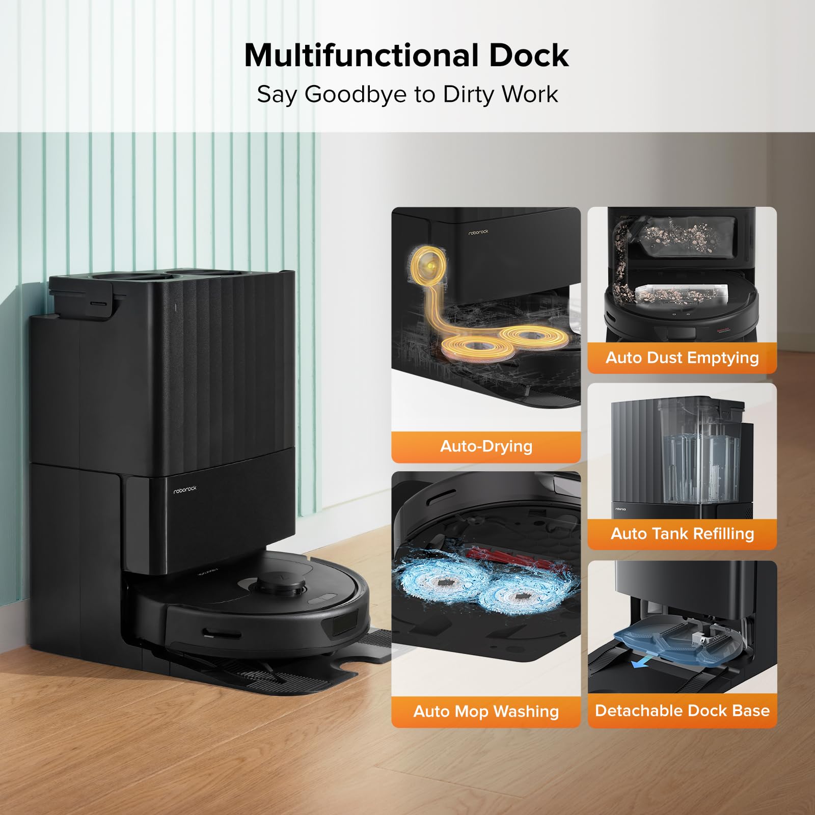 roborock Q Revo Robot Vacuum and Mop, Auto-Drying, Auto Mop Washing, Dual Spinning Mops, Auto Mop Lifting, Self-Refilling, Self-Emptying, Reactive Tech Obstacle Avoidance, 5500Pa Suction, White: Qrevo 2R3W