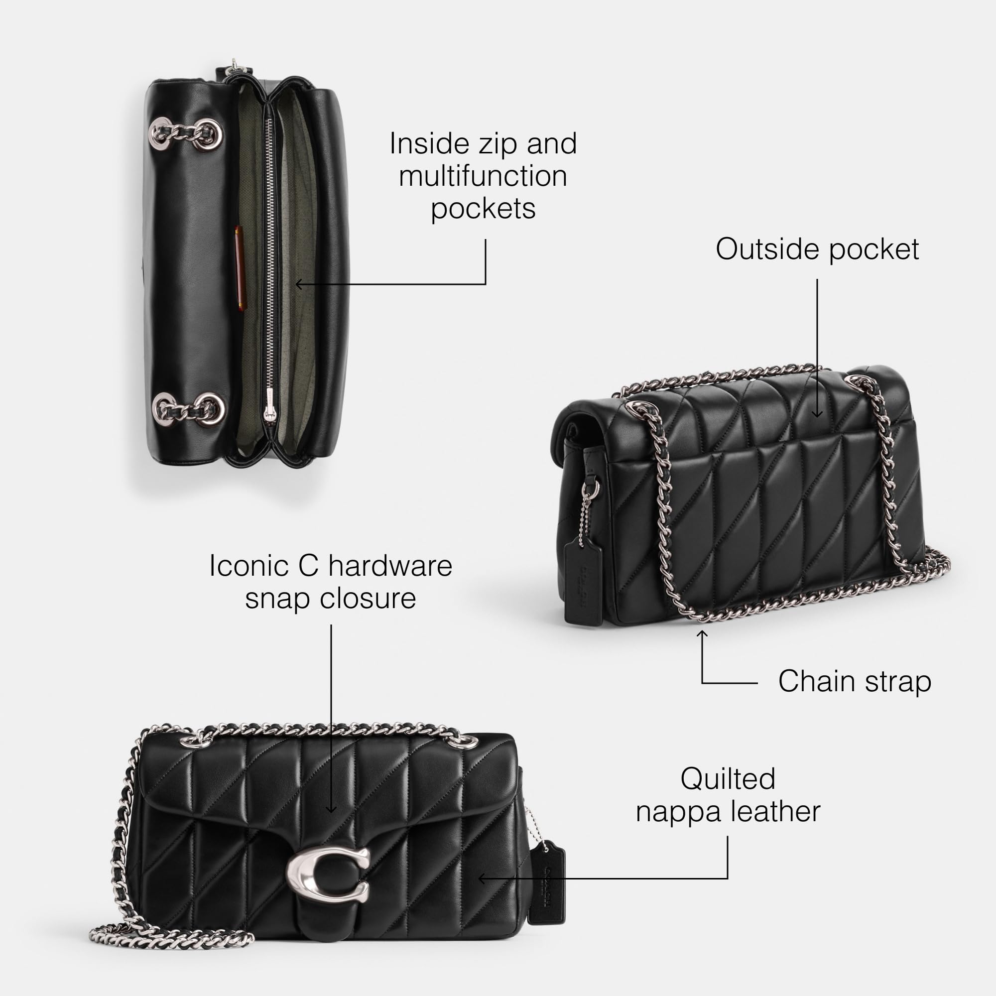 COACH Quilted Tabby Shoulder Bag 26 with Chain