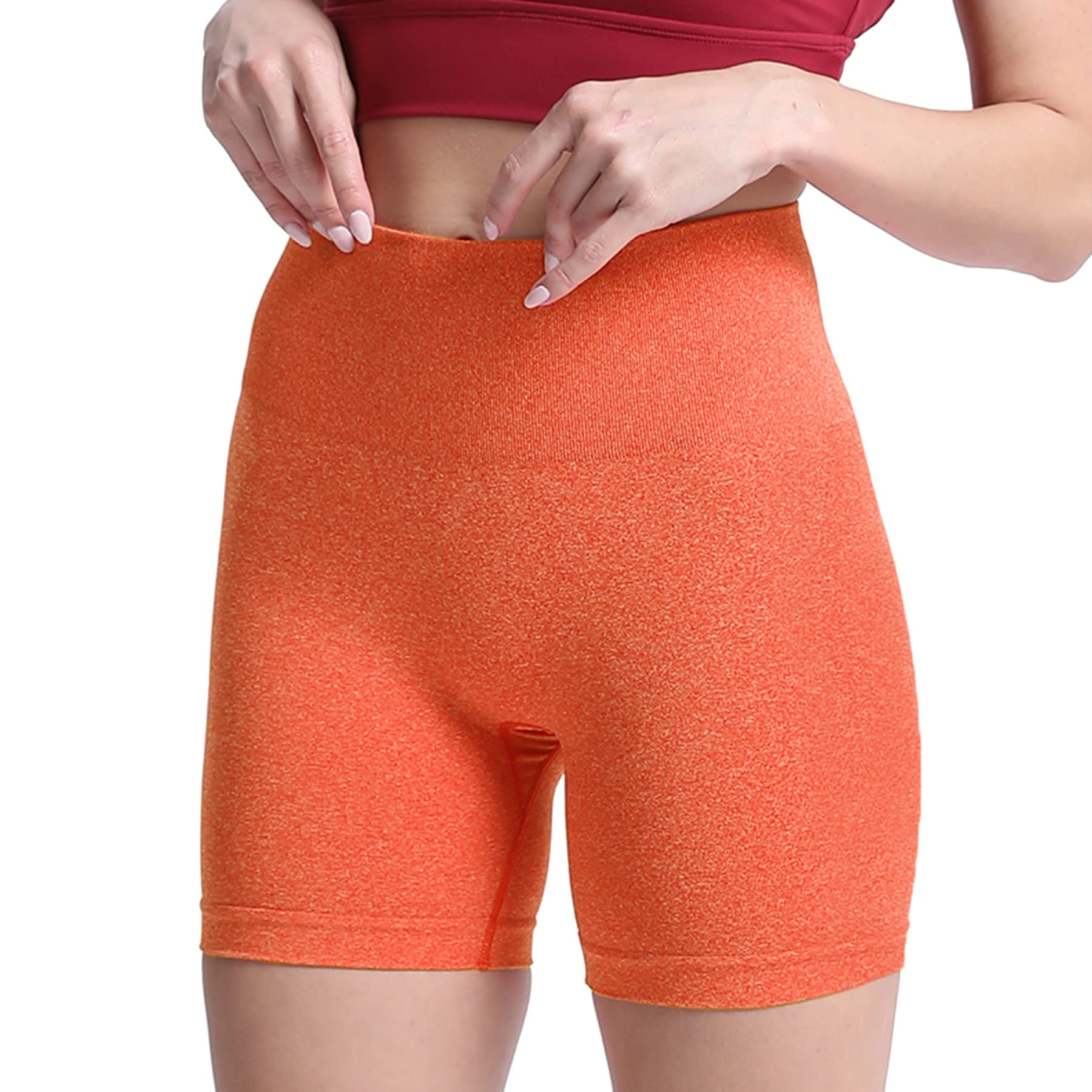 Aoxjox Contour Seamless Shorts for Women High Waist Workout Gym Biker Booty Running Yoga Short thumbnail 3
