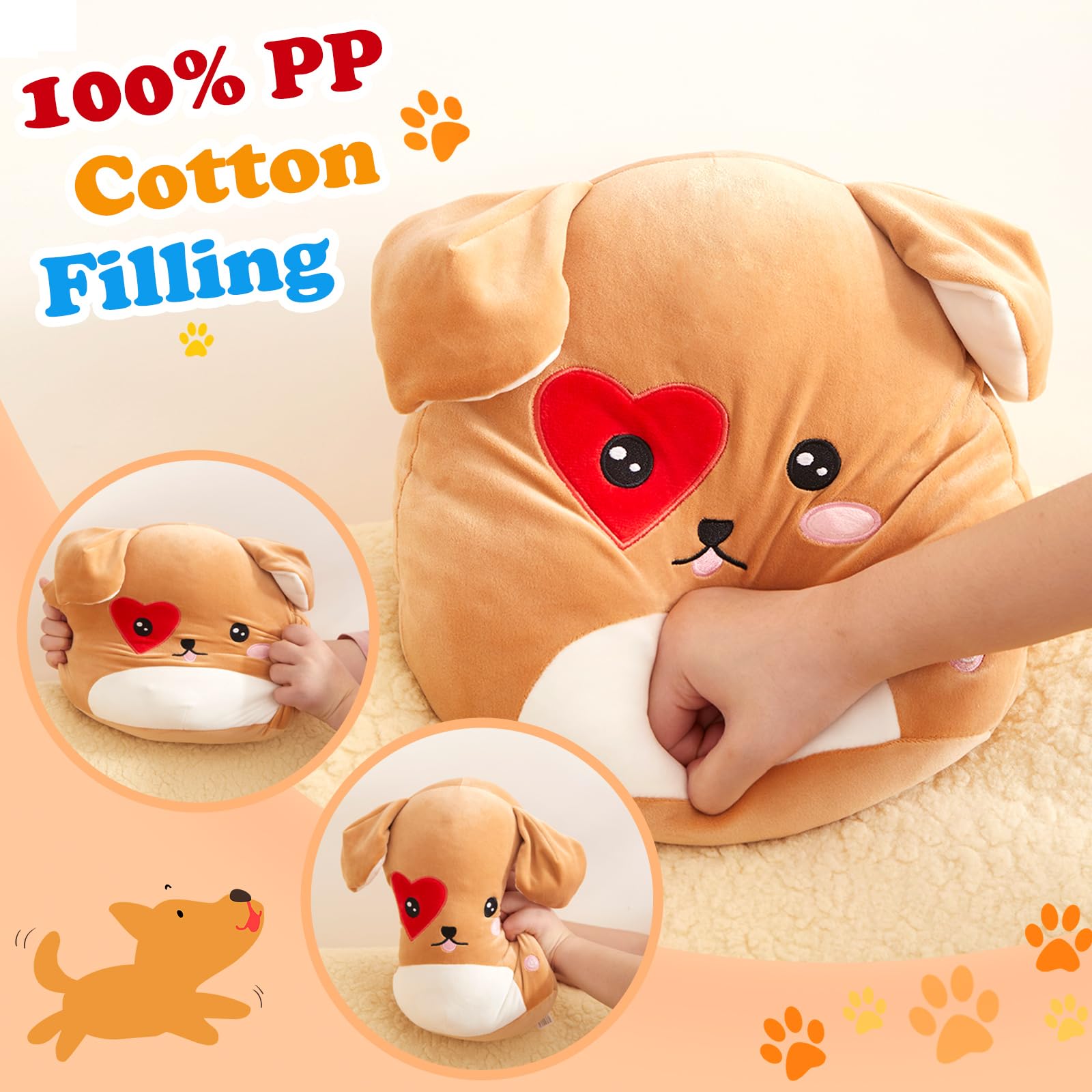 CozyWorld Puppy  Plush Stuffed Animals Plushie Squishy Original Heart Love You Dog Pillow Soft Cuddly Gifts for Boys Girls 11.5 Inch