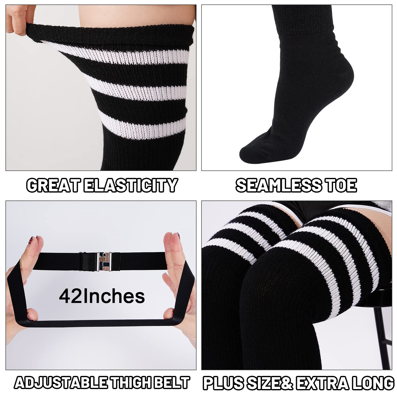 Abodhu Plus Size Thigh High Socks for Thick Thighs Women- Extra Long Widened Extra Long Thick Knit