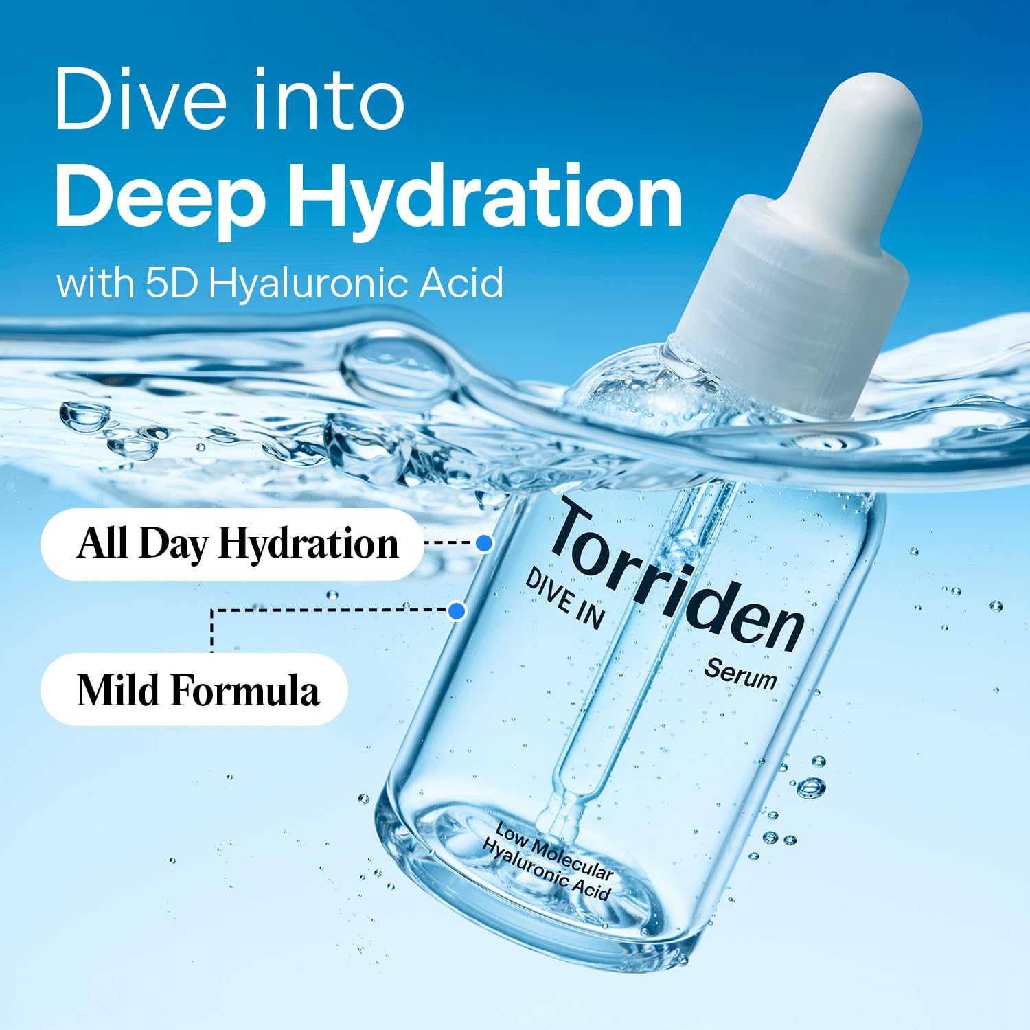 Torriden DIVE IN Hyaluronic Acid Serum 50ml(1.69 fl.oz.) * 2 (Pack of 2) | Deep Hydration to Get Glow Skin | Hyaluronic Acid, Panthenol, Allantoin | Korean Facial Serum: Pack of 2 (1.69 fl.oz x 2)
