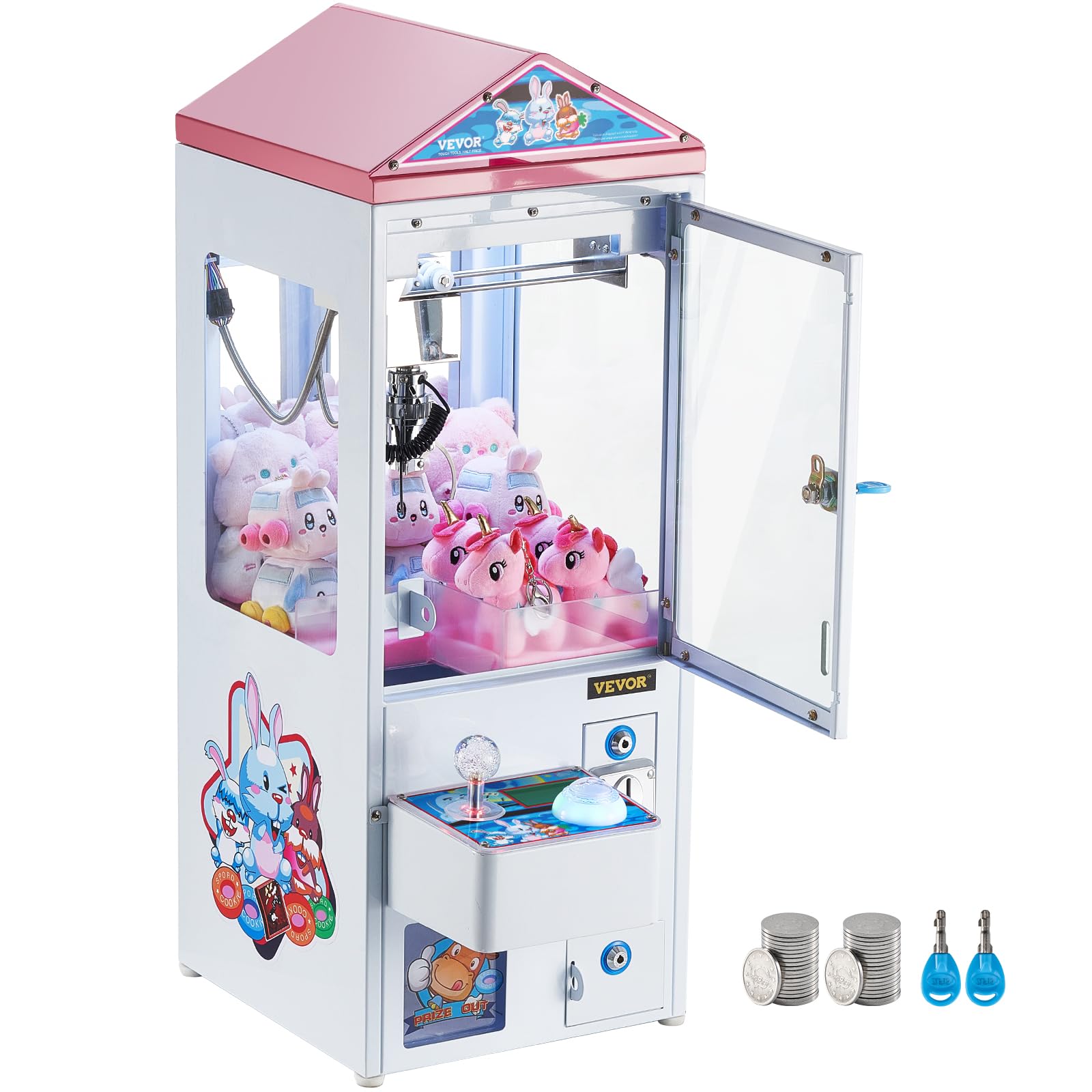 VEVOR Claw Machine, 0-3” Jaw Diameter 0-5” Jaw Lifting, Crane Prize Grabber Commercial Arcade Game Toys, Cool Fun Grab-and-Win Machine w/Light and Sound, Dispenser Vending Toy for Kids,Boys &Girls