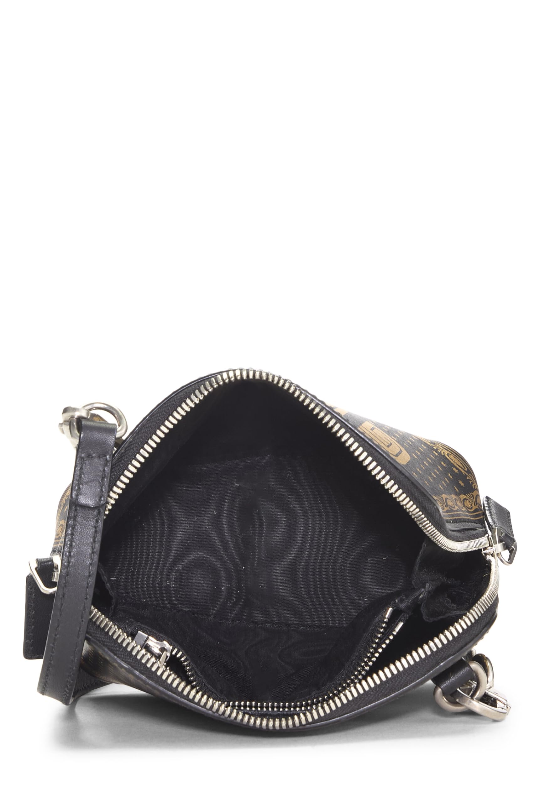Gucci, Pre-Loved Black Leather Guccy Moon & Stars Dome Crossbody Mini, Black