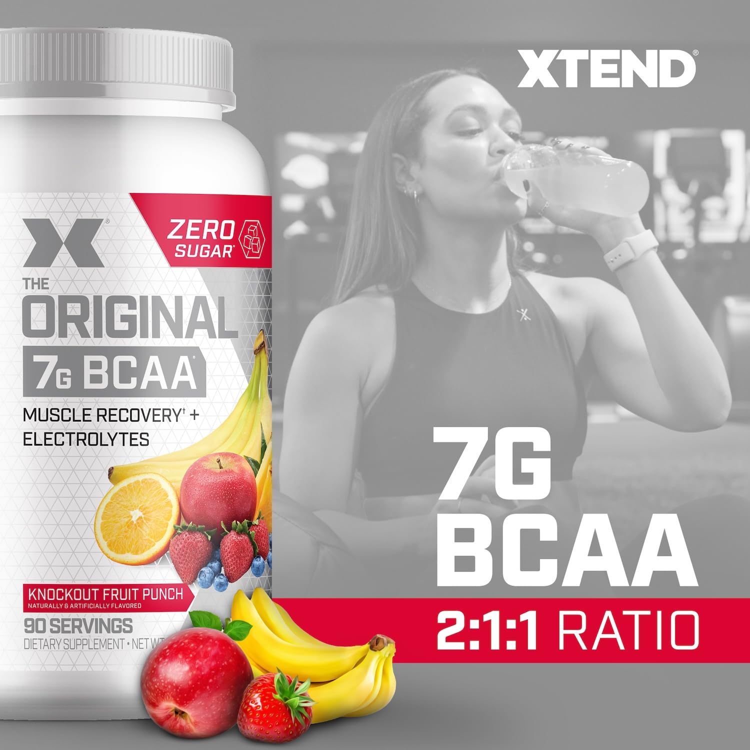 Xtend XTEND Original BCAA Powder 7g BCAA and 2.5g L-Glutamine, Sugar Free Post Workout Muscle Recovery Drink with Amino Acids for Men & Women, 90 Servings