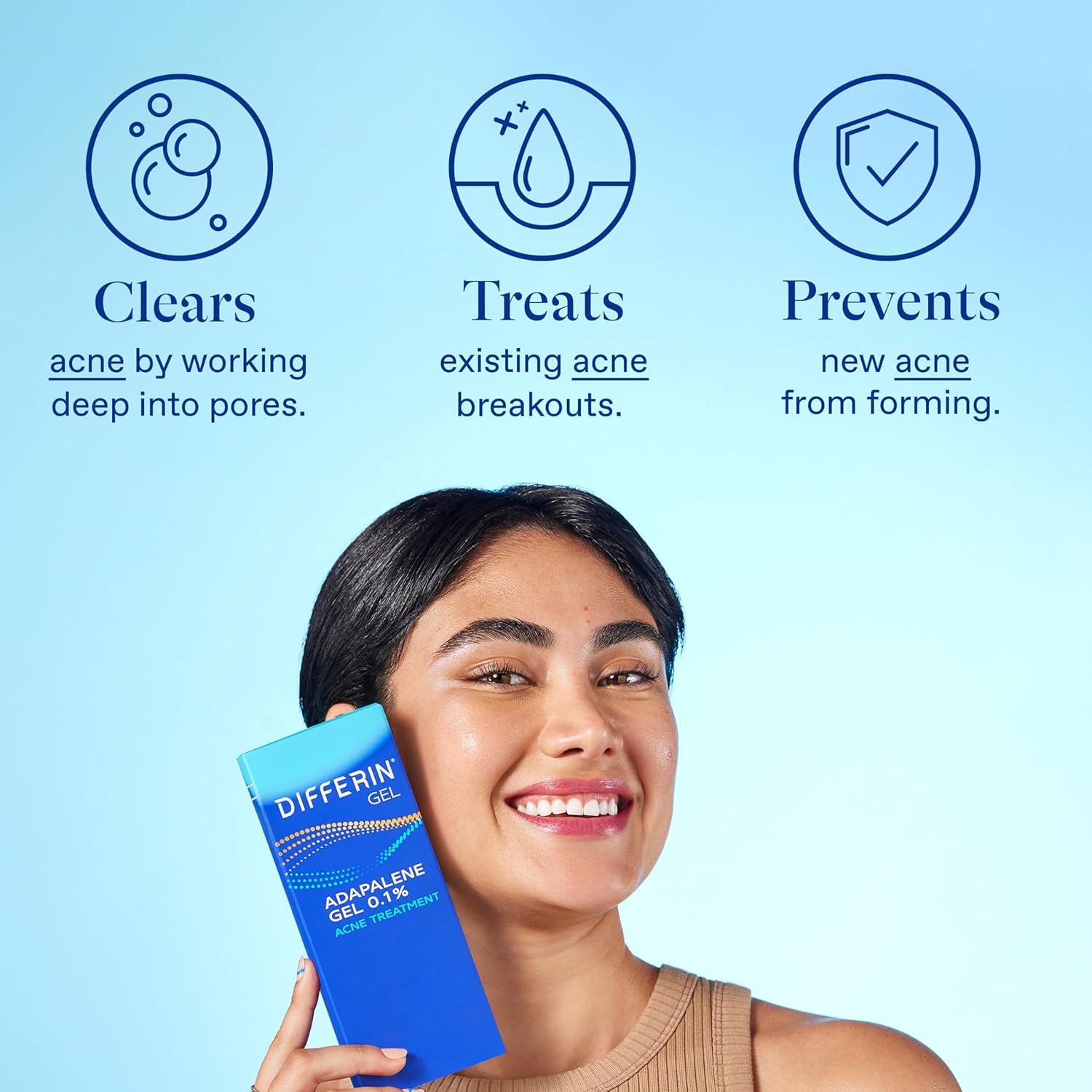 Differin Acne Treatment Gel, 180 Day Supply, Retinoid Treatment for Face with 0.1% Adapalene, Gentle Skin Care for Acne Prone Sensitive Skin, 45g , Pack of 2 (Packaging May Vary): Tube