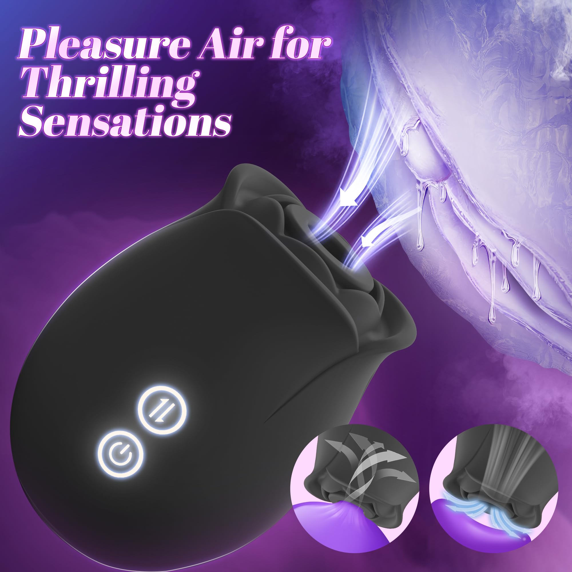Rose Sex Toy Vibrator Adult Sex Toys Women Sucking Vibrater Adult Toys Nipple Toys G Spot Clitoral Vibrator Rose Sexual Stimulation Device Anal Dildo with 5 Sucking Modes Female Couples: Black