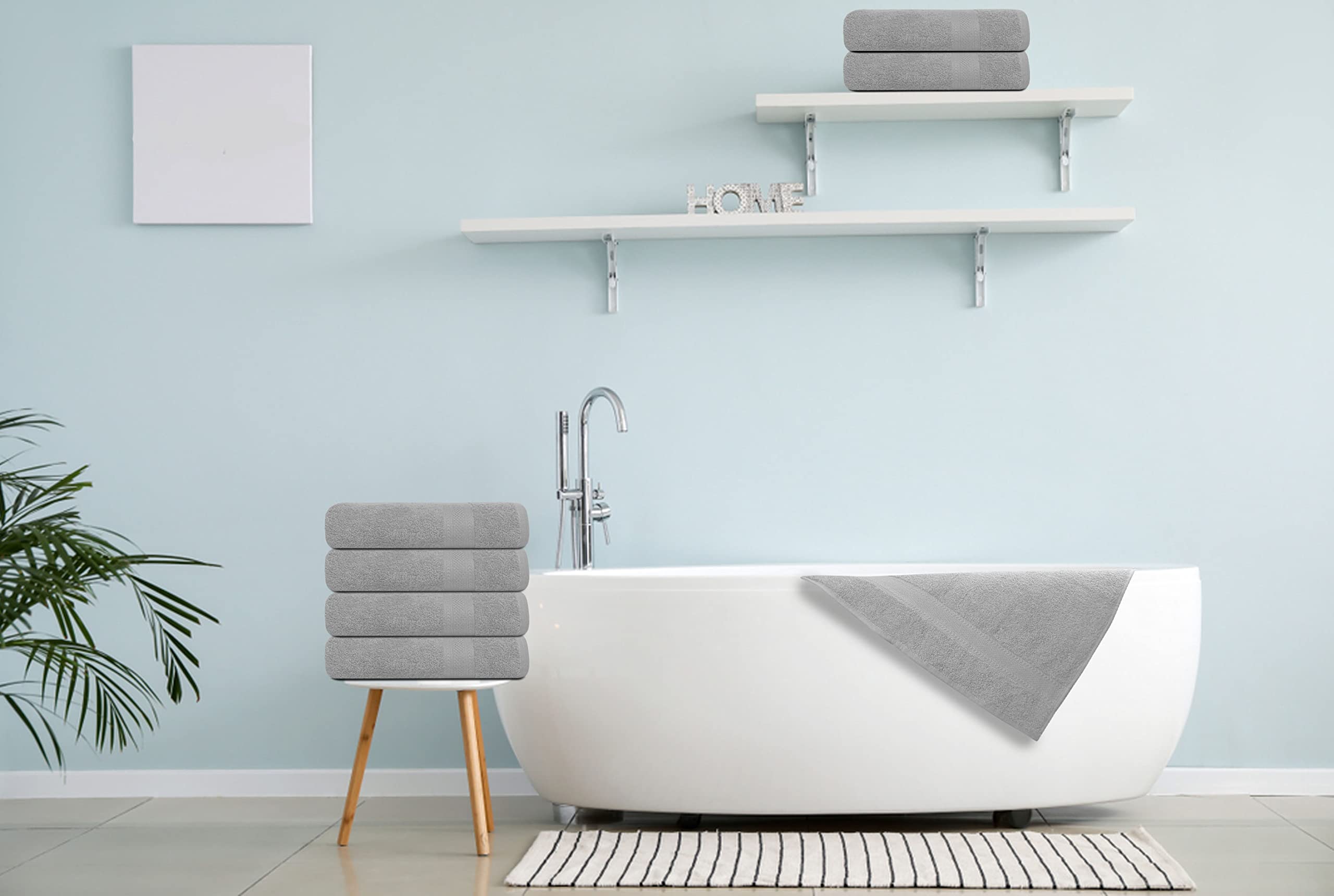 Bath Towels Set of 6 – 100% Cotton Terry – 24" x 48" – Quick Dry, Soft & Highly Absorbent – Grey Towels for Bathroom, Gym, Spa, Pool & Daily Use thumbnail 3
