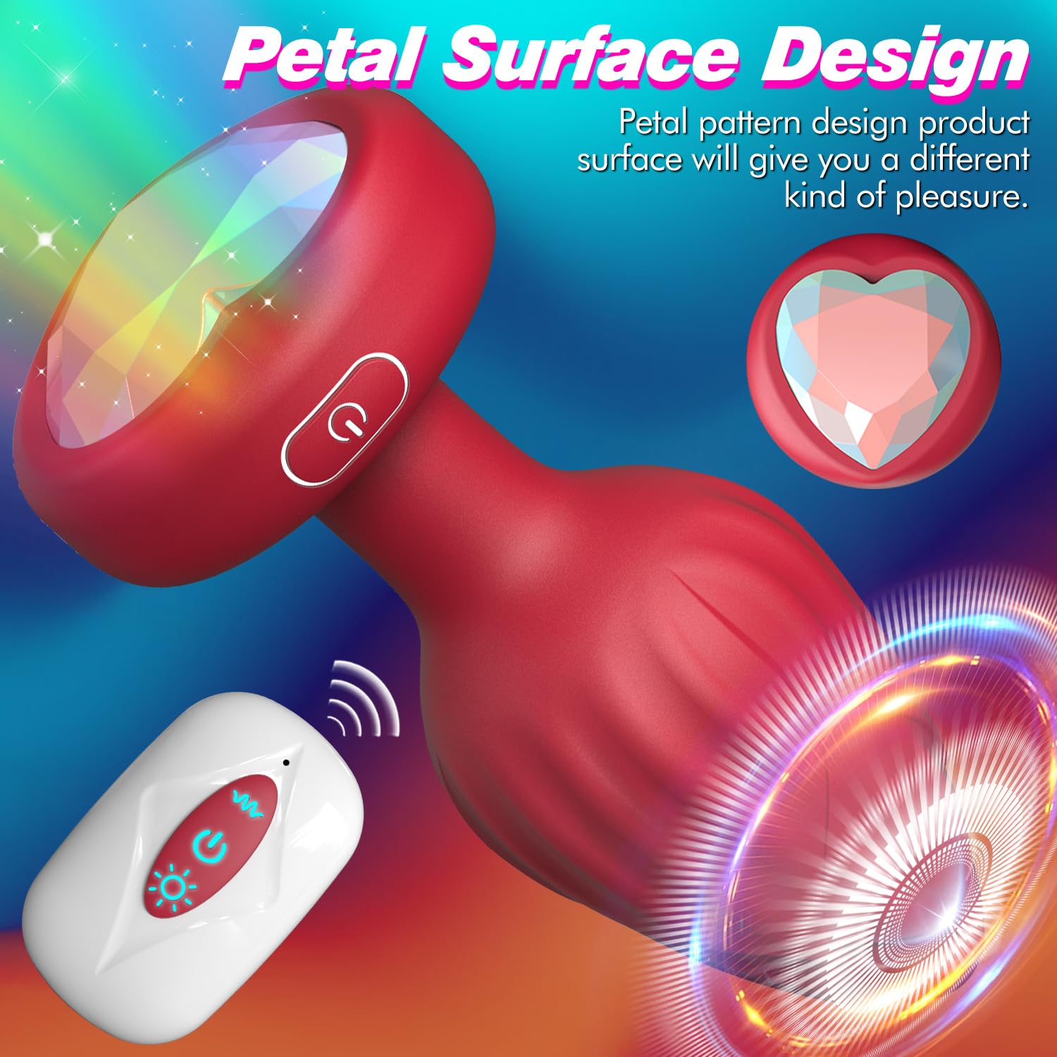 Anal Plug Vibrator Couples Sex Toys for Women, Light Up Vibrating Butt Plug with 10 Vibrations Adult Toys, Women Rose Sex Toys Anal Vibrators: Red