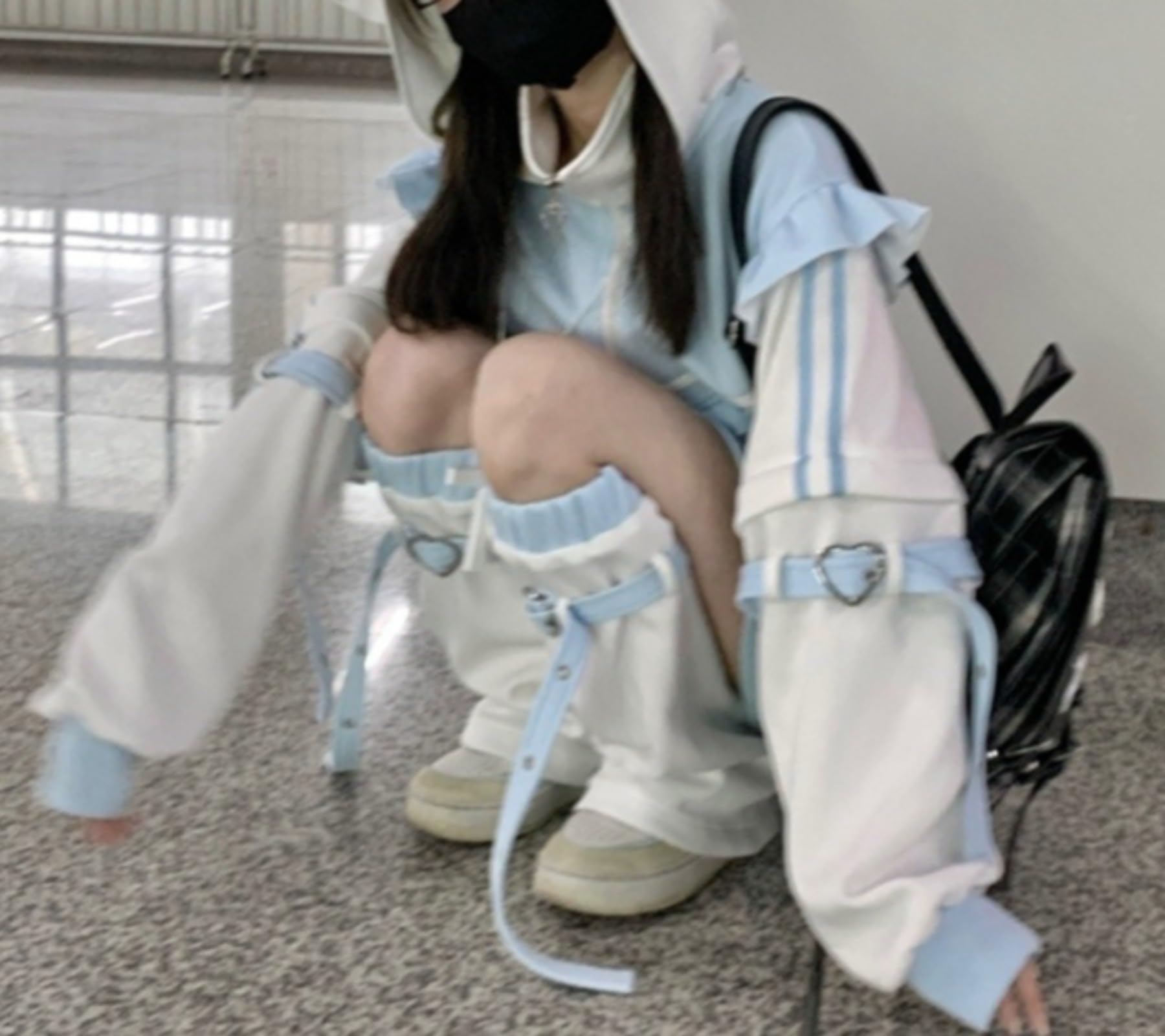 Pokn Tenshi Kawaii Hoodies Jirai Kei Fashion Cute Cat Ears Clothes Oversized Zip Up Hoodie Gothic Top: Pink Medium