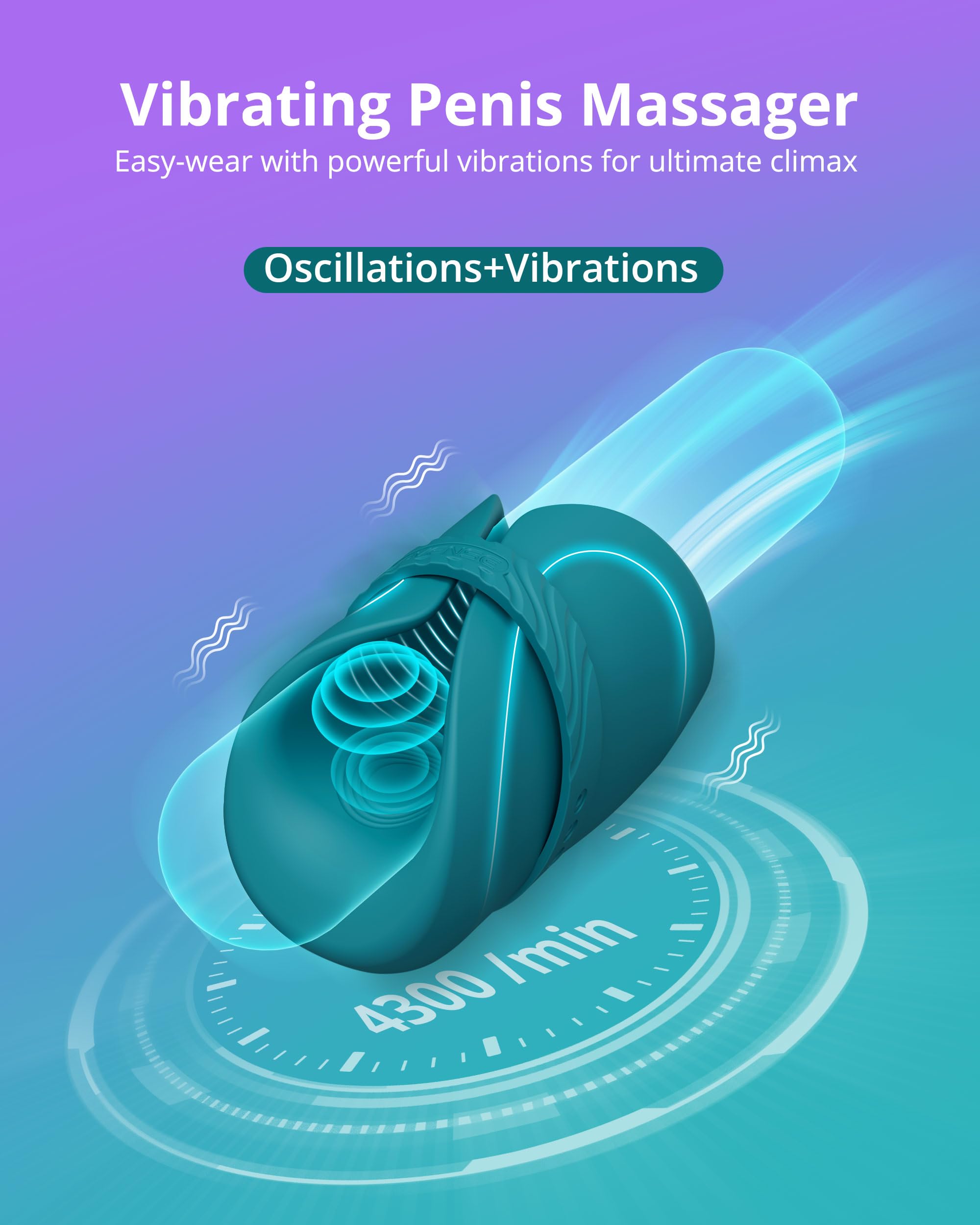 LOVENSE Gush 2 Automatic Male Masturbator Stroker, Vibrating & Oscillating Penis Massager Cock Ring with Endurance Training App Remote Control Vibrator Adult Sex Toys & Games, with Adjustable Buckles
