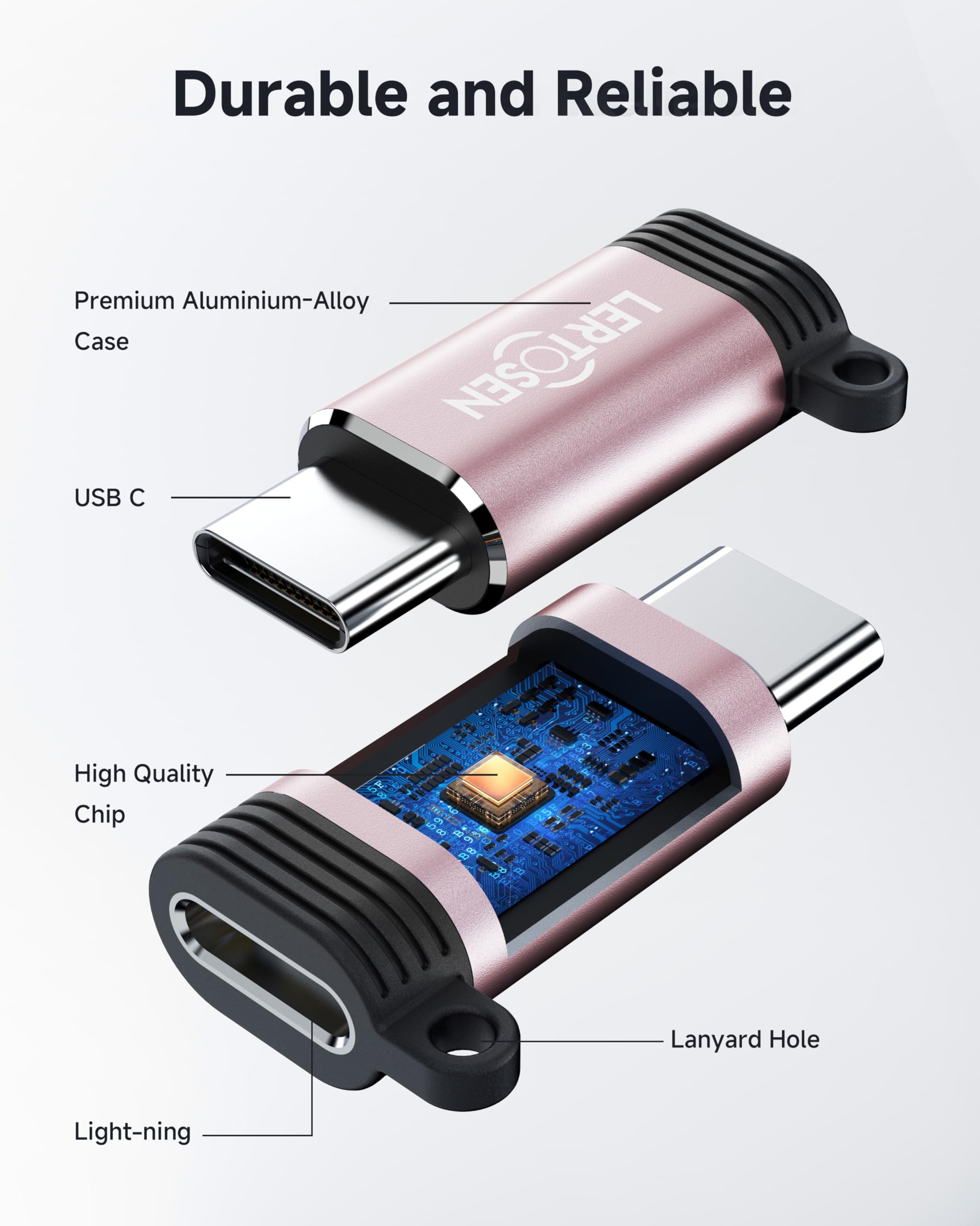 4 Pack Lightning to USB C Adapter for iPhone 15/16 Pro Max/Plus,Samsung S24,iPad Air,Fast Charging & Data Transfer,Type C Charger Connector Cable,Not for Audio/Headphone/OTG,for iPhone 16/15 Charger thumbnail 8