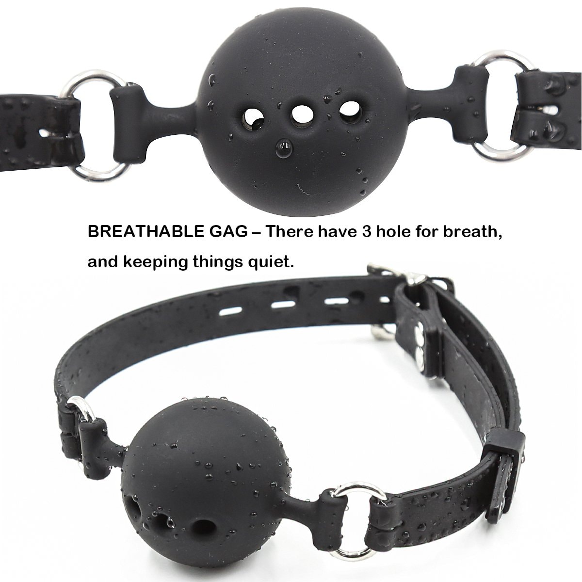 RYOZOCH Silicone Breathable Ball Gag for Adult Bondage Restraints Sex Play (Black, 1.5in Ball): Black 1.5in Ball