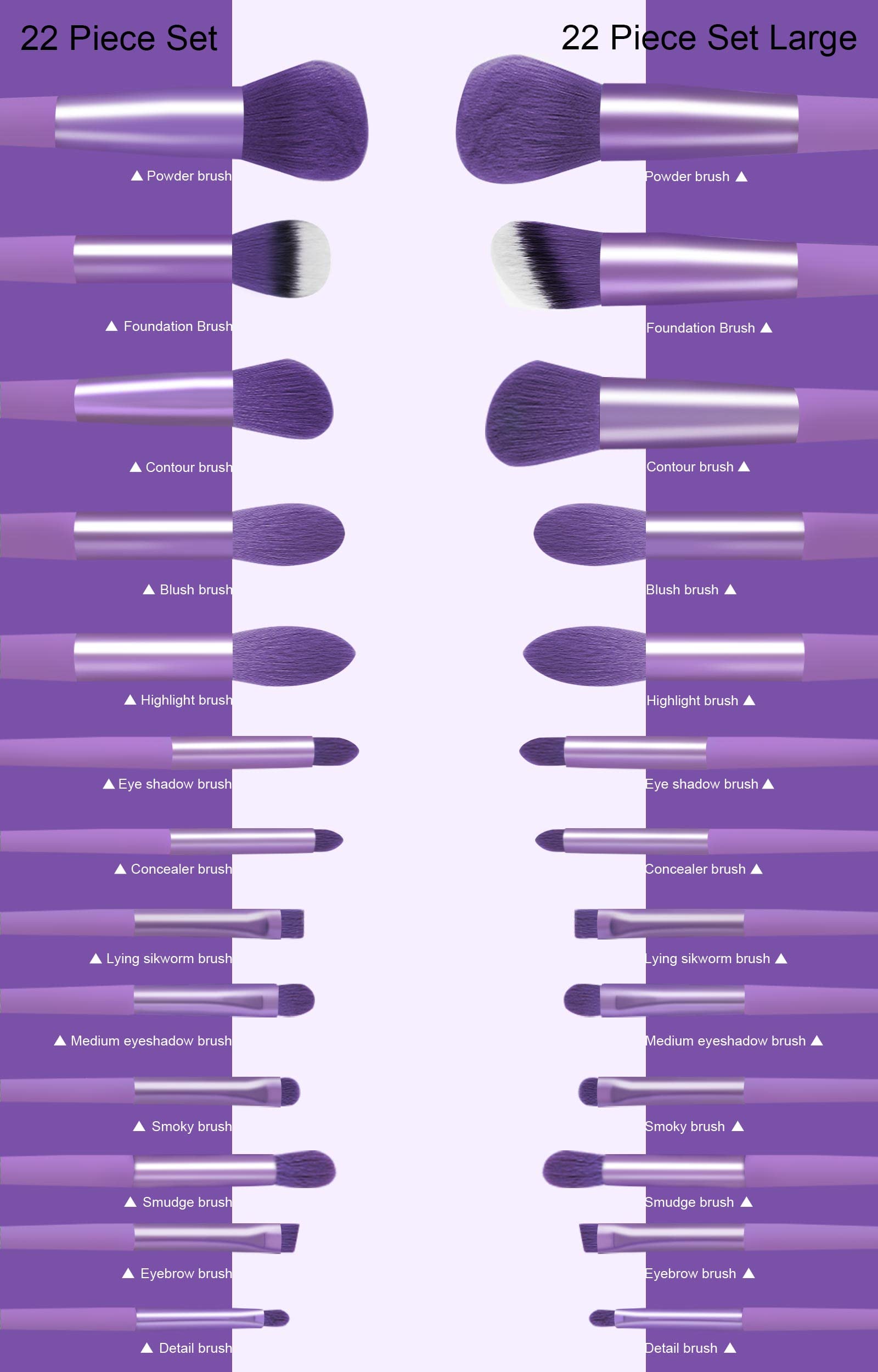 Koccido Makeup Brushes 22 Pcs Makeup Kit,Foundation Brush Eyeshadow Brush Make up Brushes Set (Green, 22 Piece Set): 22 Piece Set Purple