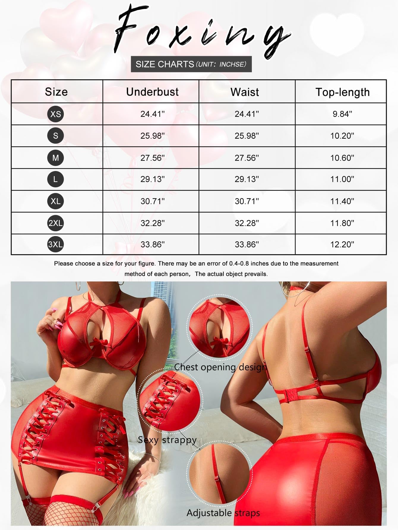 Foxiny Sexy Cutout Halter Underwire Leather Mesh Sheer Mini Skirt Stocking Lingerie Set 4 Piece Outfits