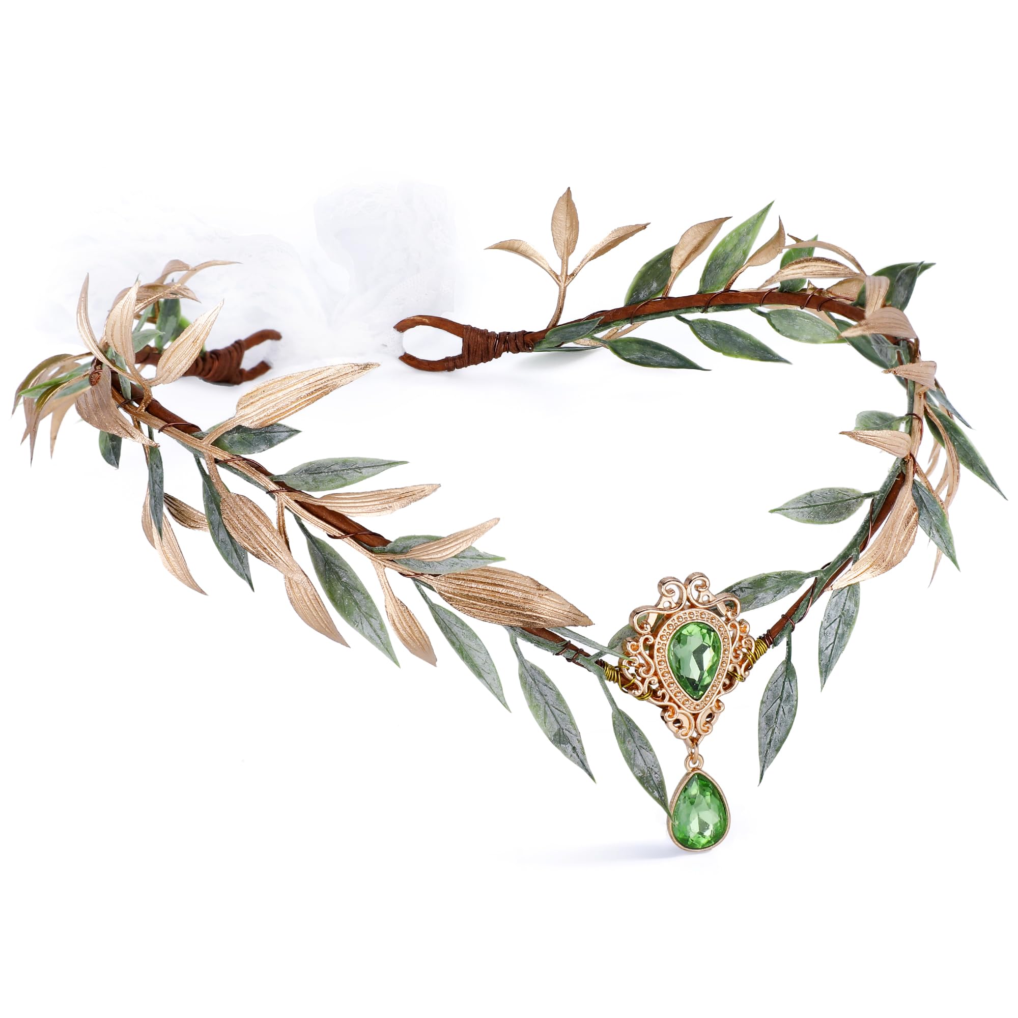 MOSTORY Elf Flower Crown Headband - Handmade Floral Headpiece Fairy Crown for Women Renaissance Cosplay Photo Shoot