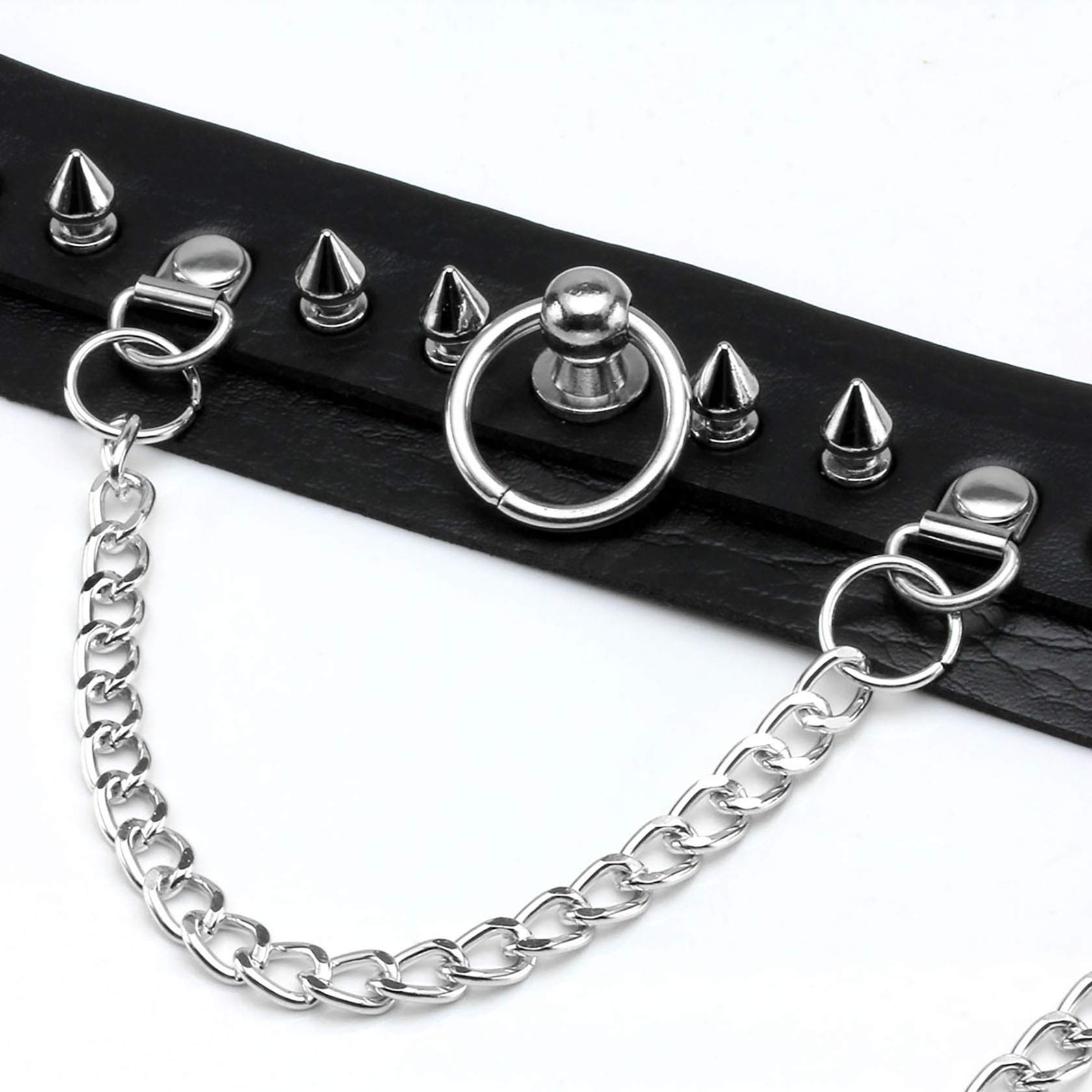 Manfnee Cool Punk Gothic Collar for Women and Men Black PU Leather Vingate Necklace Adjustable: I:1pcs