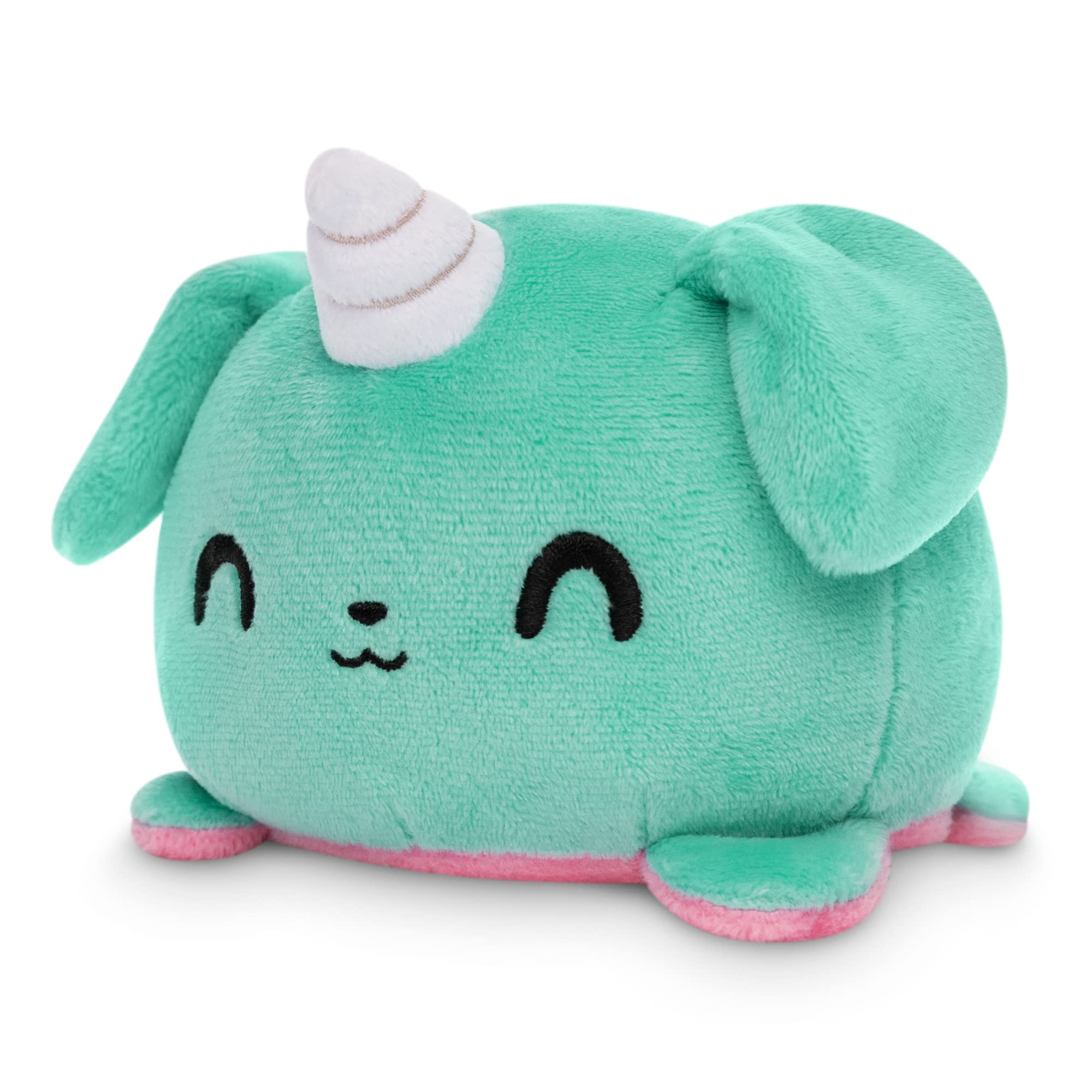 TeeTurtle - The Original Reversible Cat Plushie - Black + Pumpkin - Cute Sensory Fidget Stuffed Animals That Show Your Mood - Perfect for Halloween!: Pink + Aqua Puppy + Kittencorn