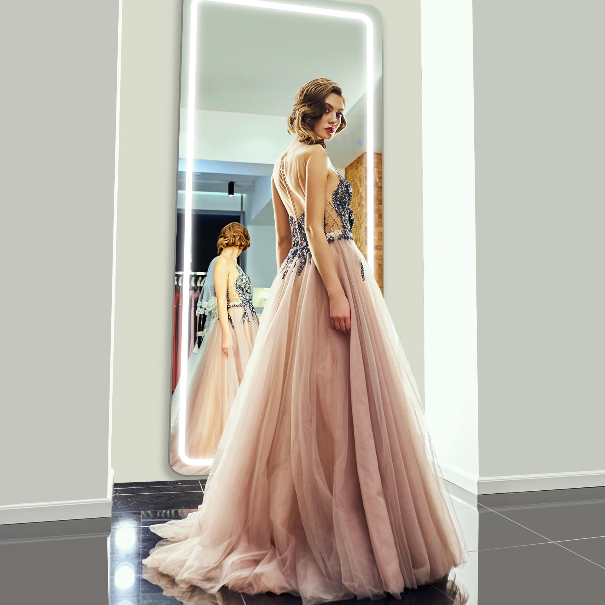 Antok LED Full Length Mirror, 71" x 28" Lighted Floor Standing LED Mirror Full Length,Hanging Mirrors with Stand Free Standing Floor Mirrors for Bedroom (Rect) - Image 8